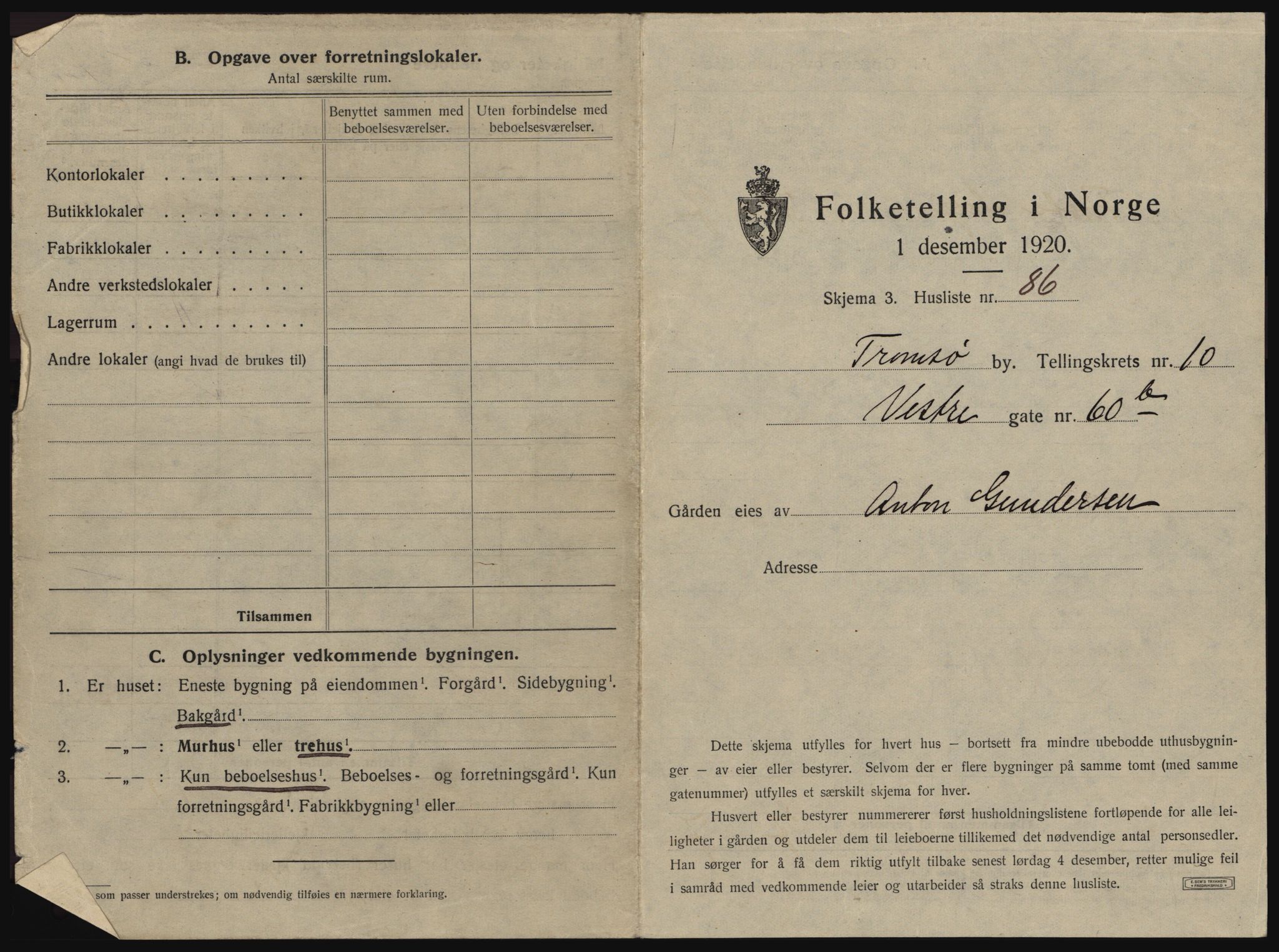 SATØ, 1920 census for Tromsø, 1920, p. 1821