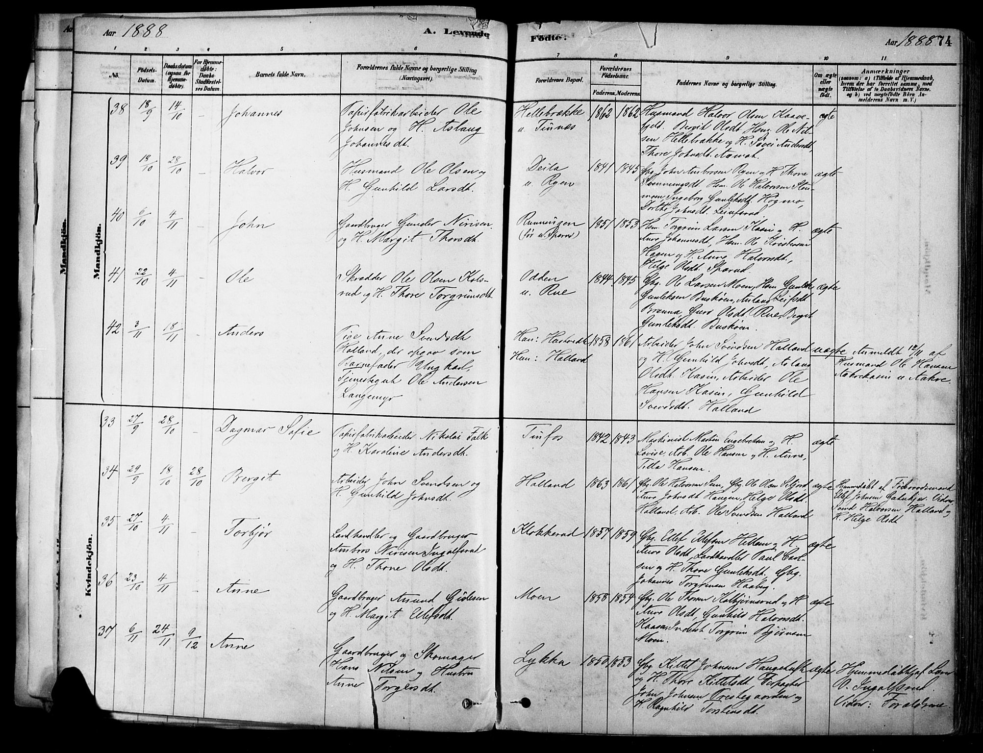 Heddal kirkebøker, AV/SAKO-A-268/F/Fa/L0008: Parish register (official) no. I 8, 1878-1903, p. 74