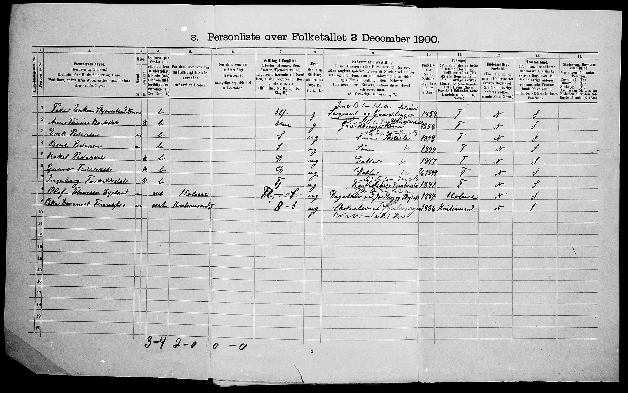 SAK, 1900 census for Øyslebø, 1900, p. 29