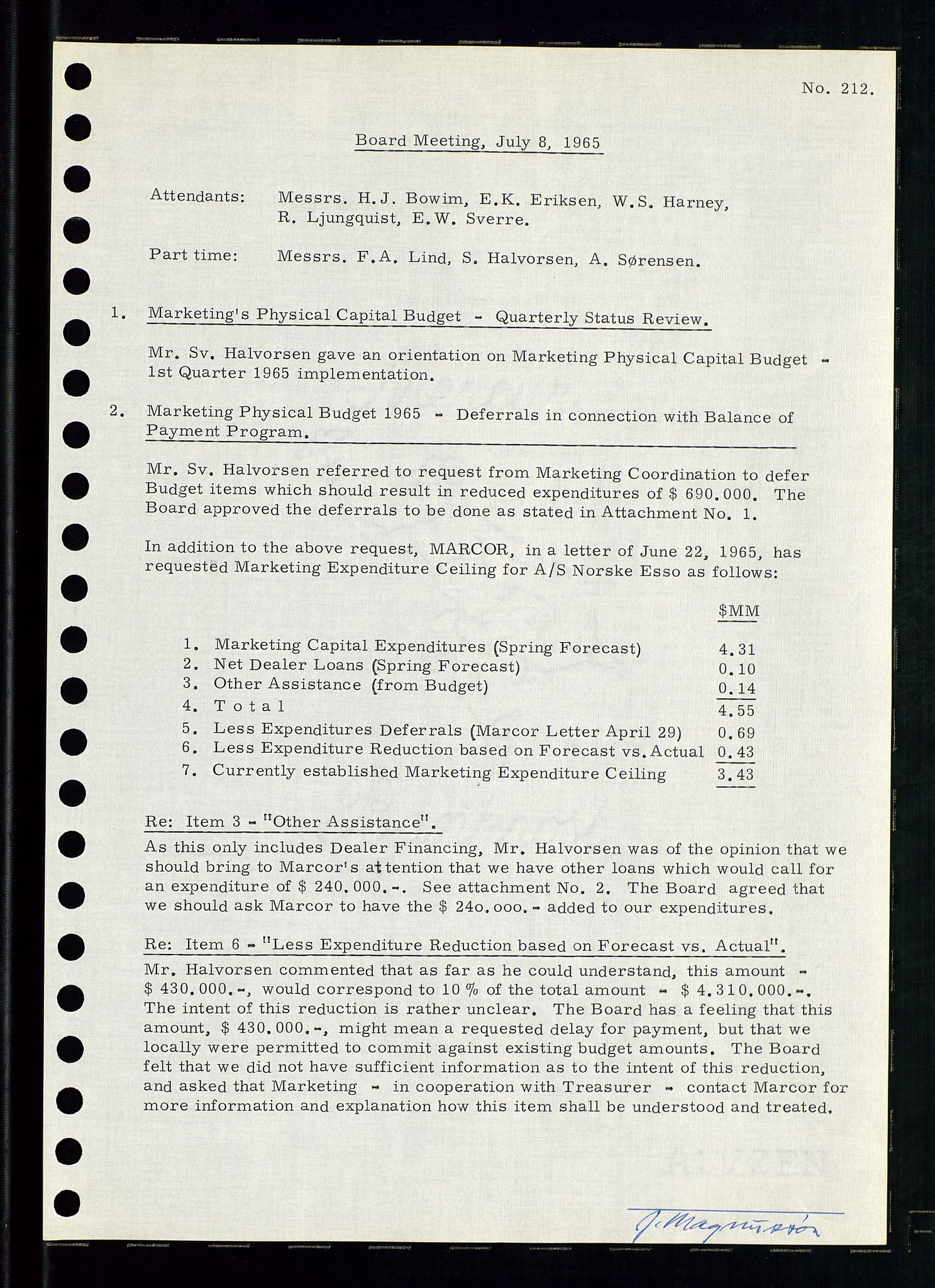 Pa 0982 - Esso Norge A/S, AV/SAST-A-100448/A/Aa/L0002/0001: Den administrerende direksjon Board minutes (styrereferater) / Den administrerende direksjon Board minutes (styrereferater), 1965, p. 86