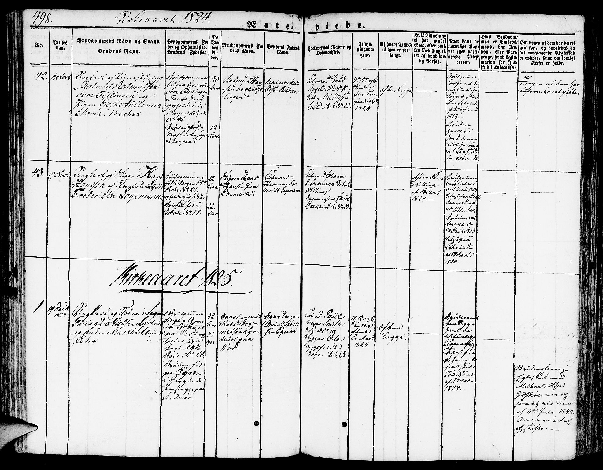 Nykirken Sokneprestembete, SAB/A-77101/H/Hab: Parish register (copy) no. A 5II, 1821-1843, p. 498