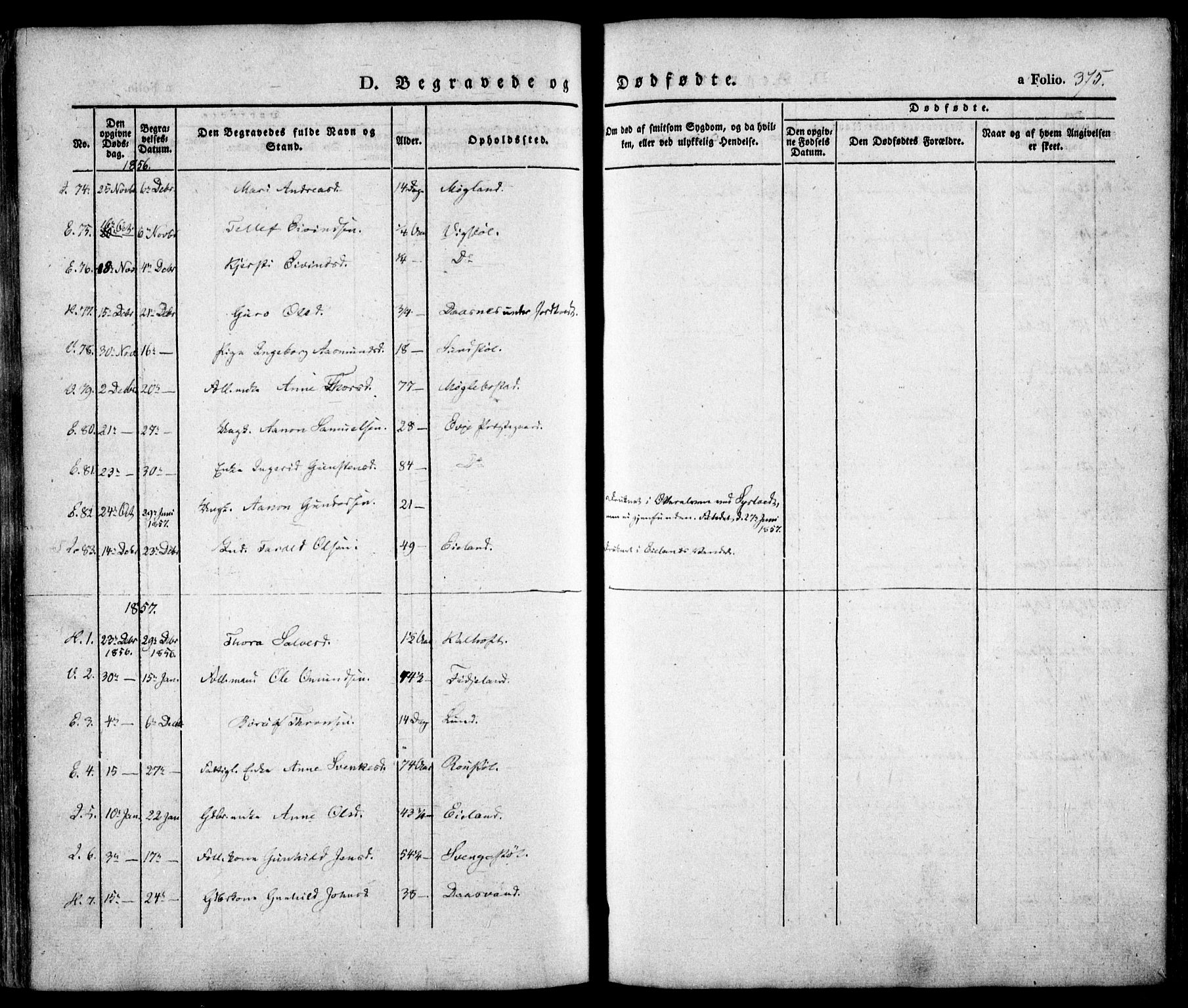 Evje sokneprestkontor, SAK/1111-0008/F/Fa/Faa/L0005: Parish register (official) no. A 5, 1843-1865, p. 375