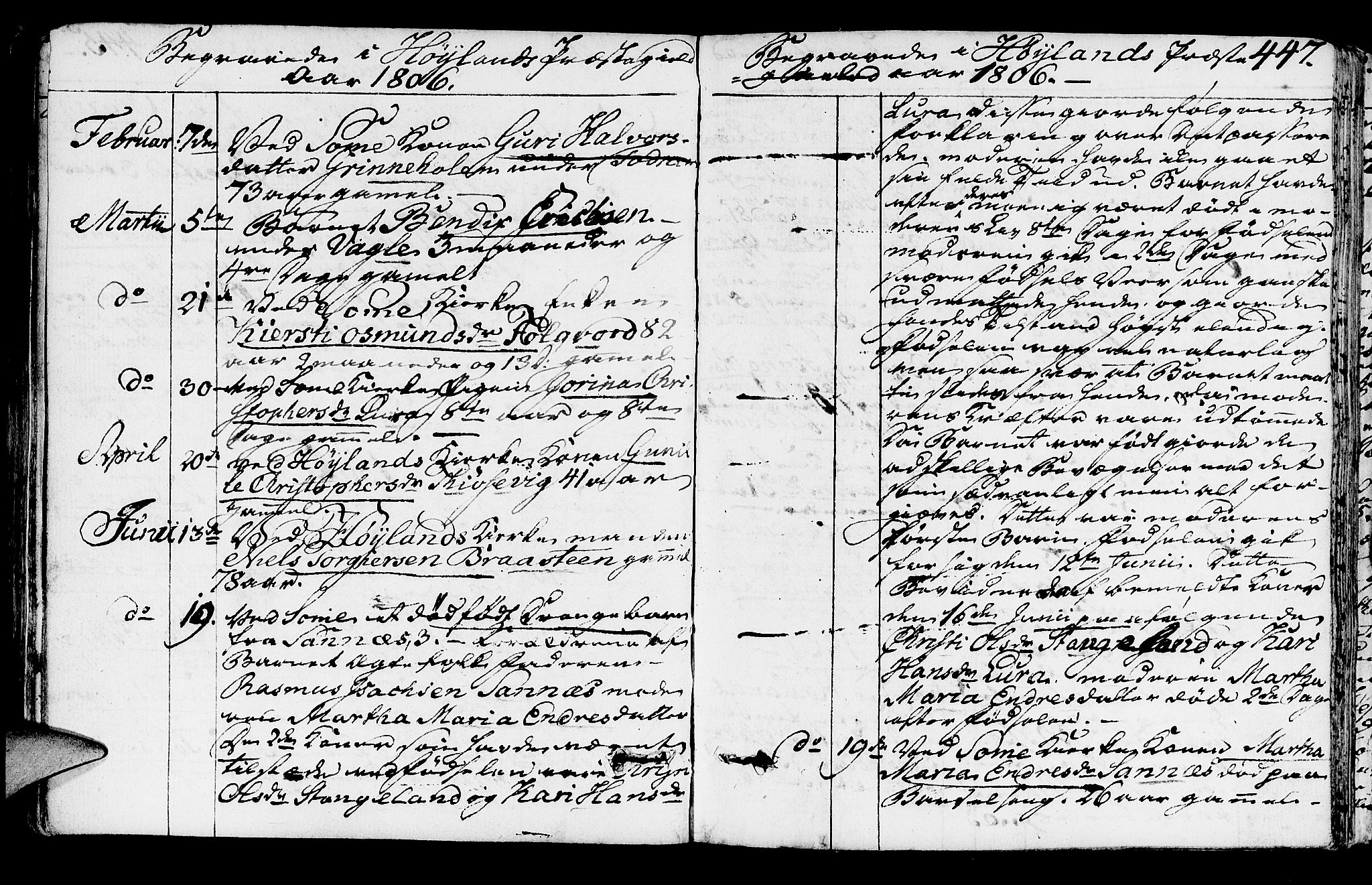 Høyland sokneprestkontor, AV/SAST-A-101799/001/30BA/L0005: Parish register (official) no. A 5, 1804-1815, p. 447