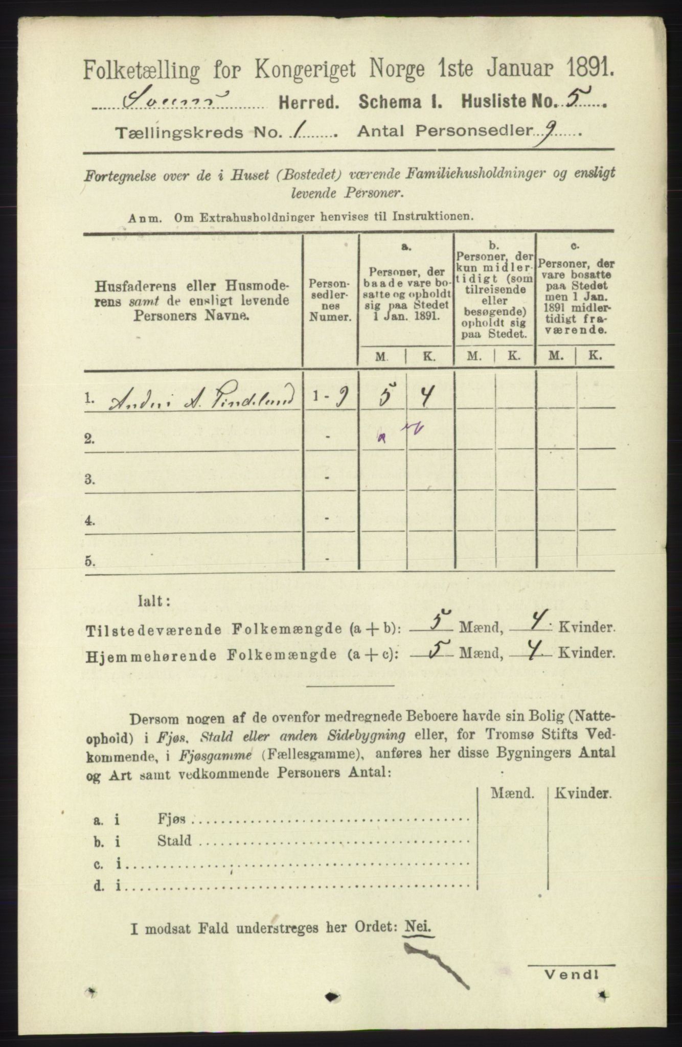 RA, 1891 census for 1216 Sveio, 1891, p. 36