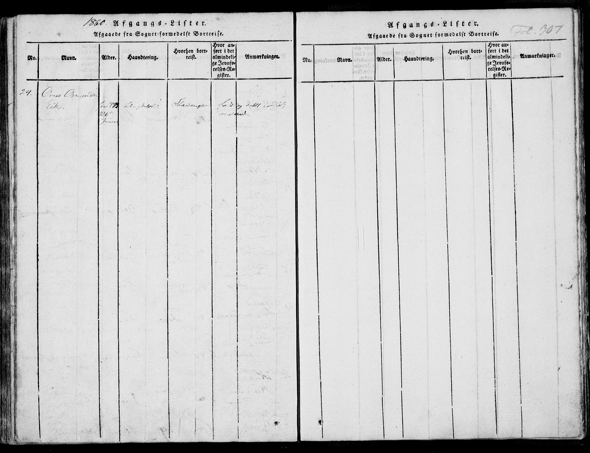 Nedstrand sokneprestkontor, AV/SAST-A-101841/01/IV: Parish register (official) no. A 7, 1816-1870, p. 307