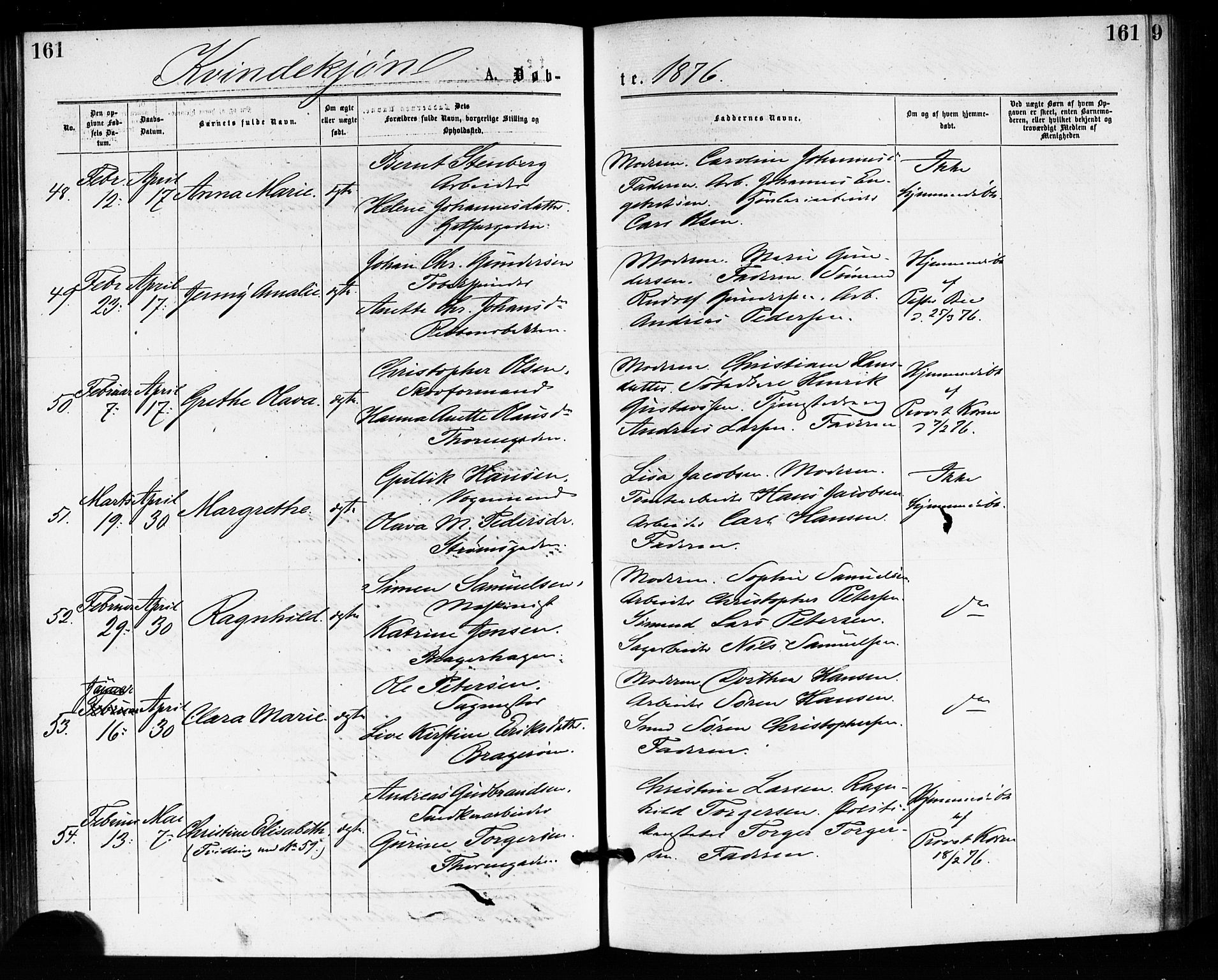 Bragernes kirkebøker, AV/SAKO-A-6/F/Fb/L0005: Parish register (official) no. II 5, 1875-1877, p. 161