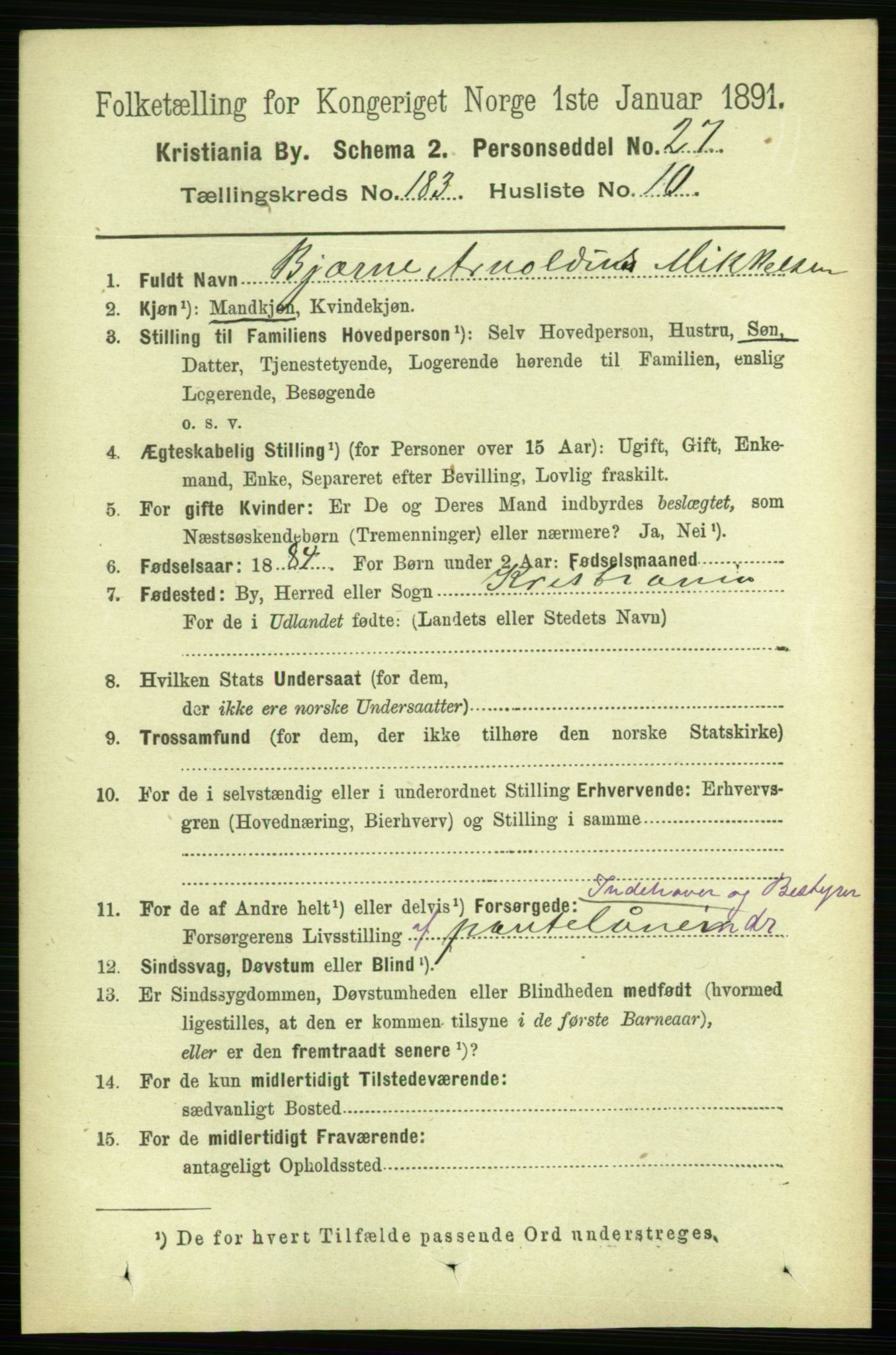 RA, 1891 census for 0301 Kristiania, 1891, p. 109711