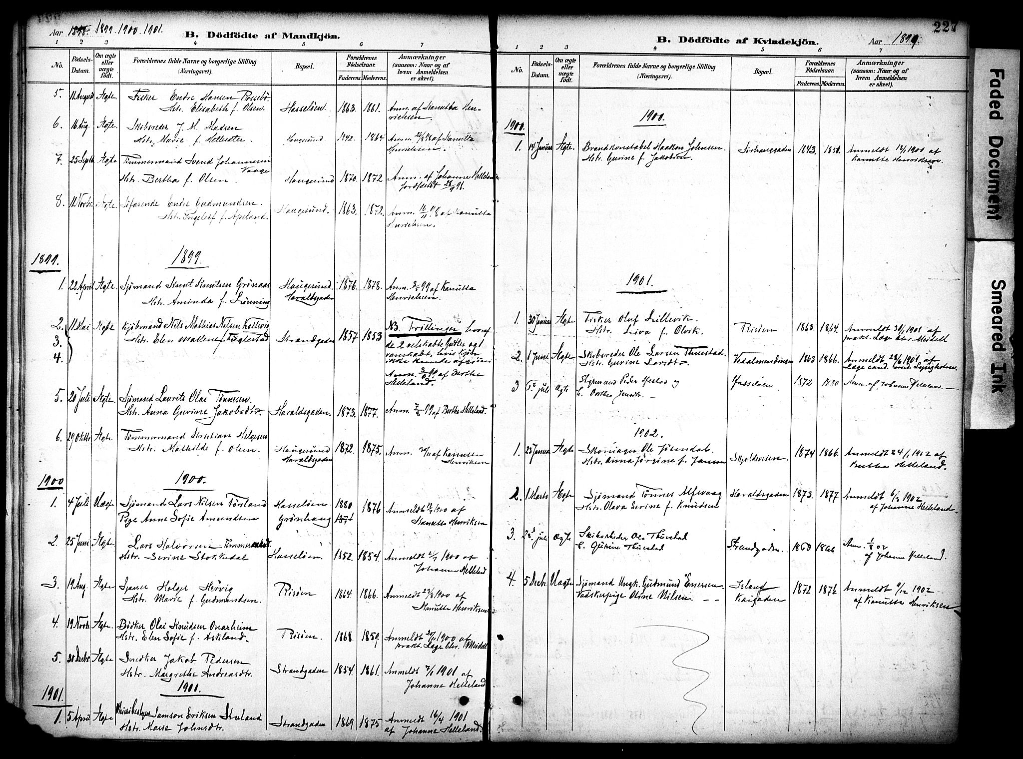 Haugesund sokneprestkontor, SAST/A -101863/H/Ha/Haa/L0006: Parish register (official) no. A 6, 1891-1907, p. 227