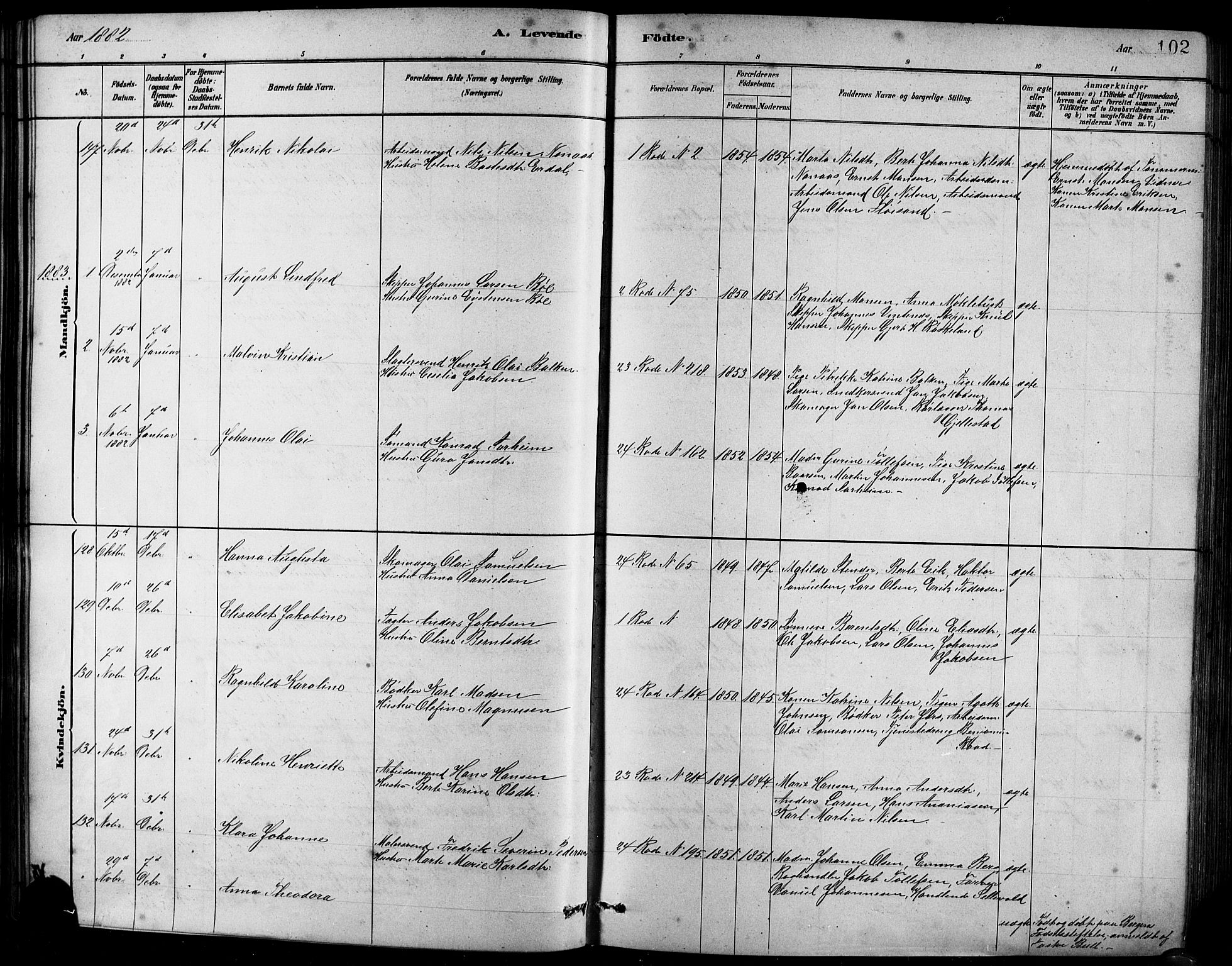 Sandviken Sokneprestembete, SAB/A-77601/H/Hb/L0001: Parish register (copy) no. A 2, 1879-1892, p. 102