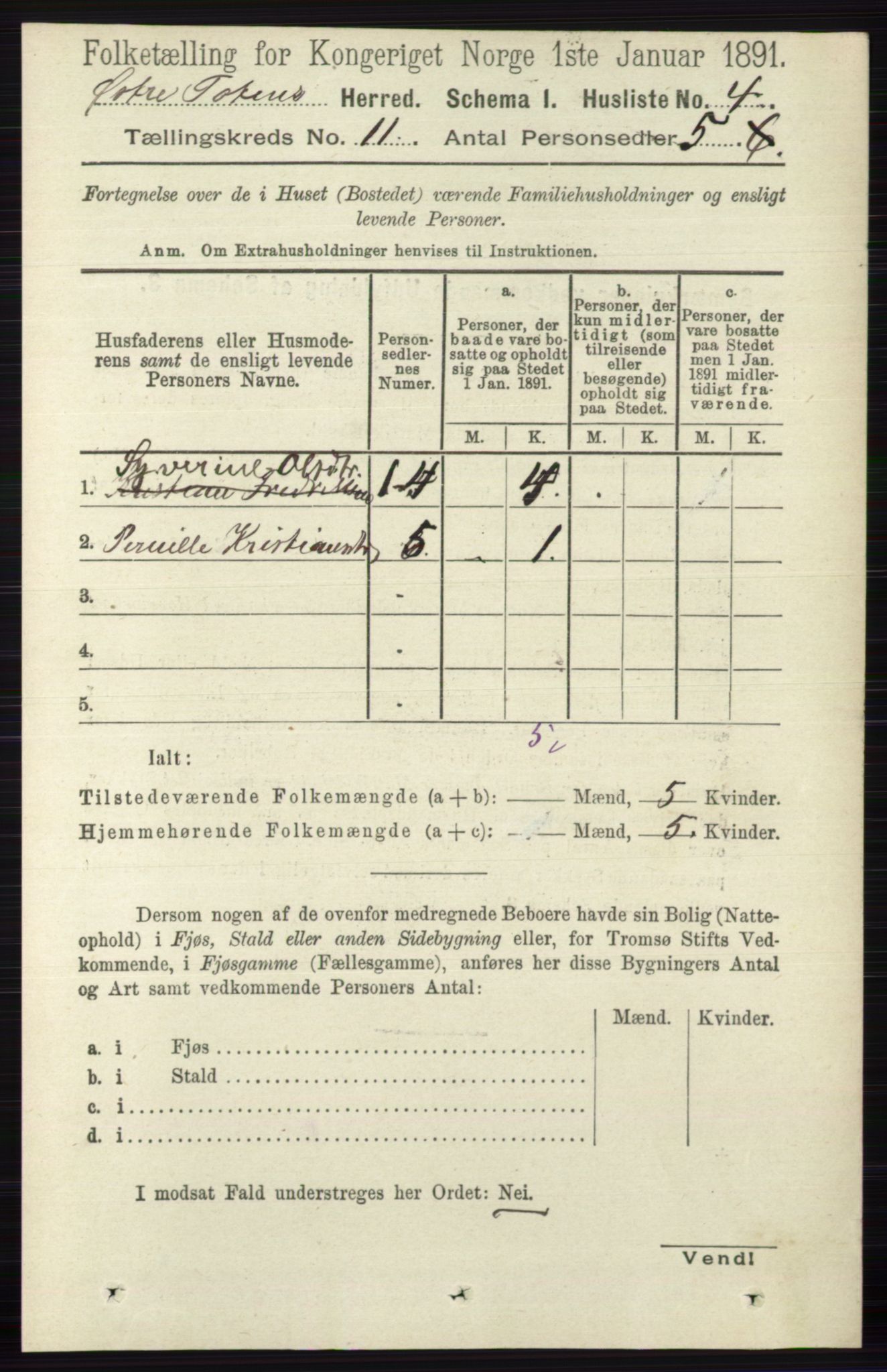 RA, 1891 census for 0528 Østre Toten, 1891, p. 6812