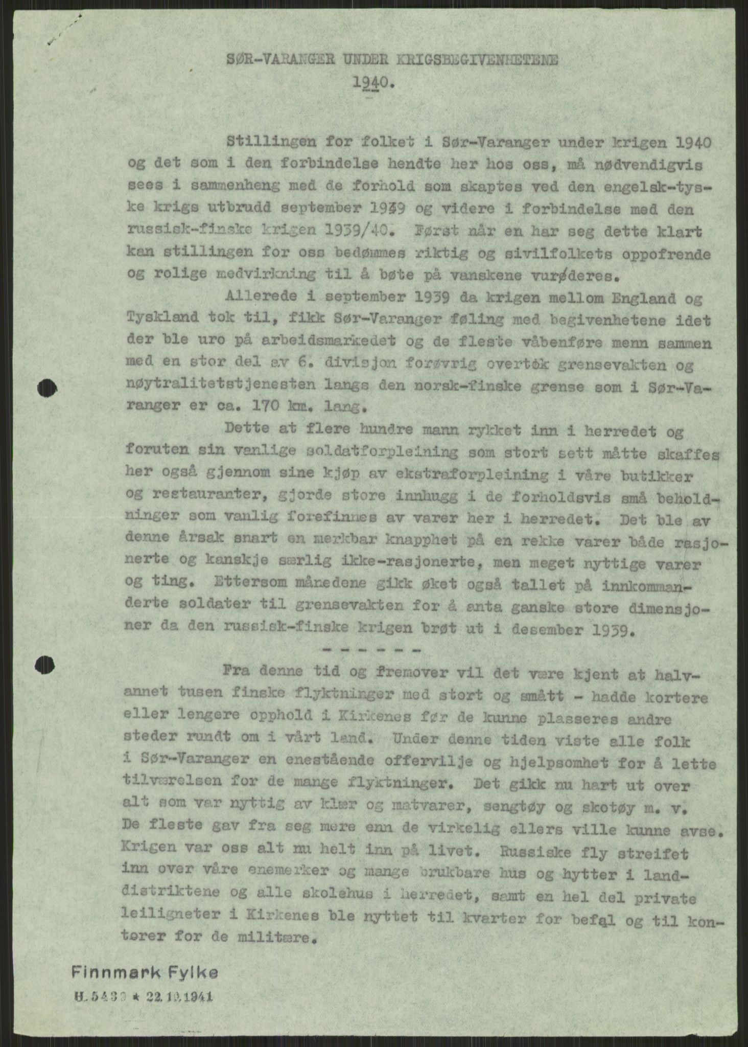 Forsvaret, Forsvarets krigshistoriske avdeling, AV/RA-RAFA-2017/Y/Ya/L0017: II-C-11-31 - Fylkesmenn.  Rapporter om krigsbegivenhetene 1940., 1940, p. 736