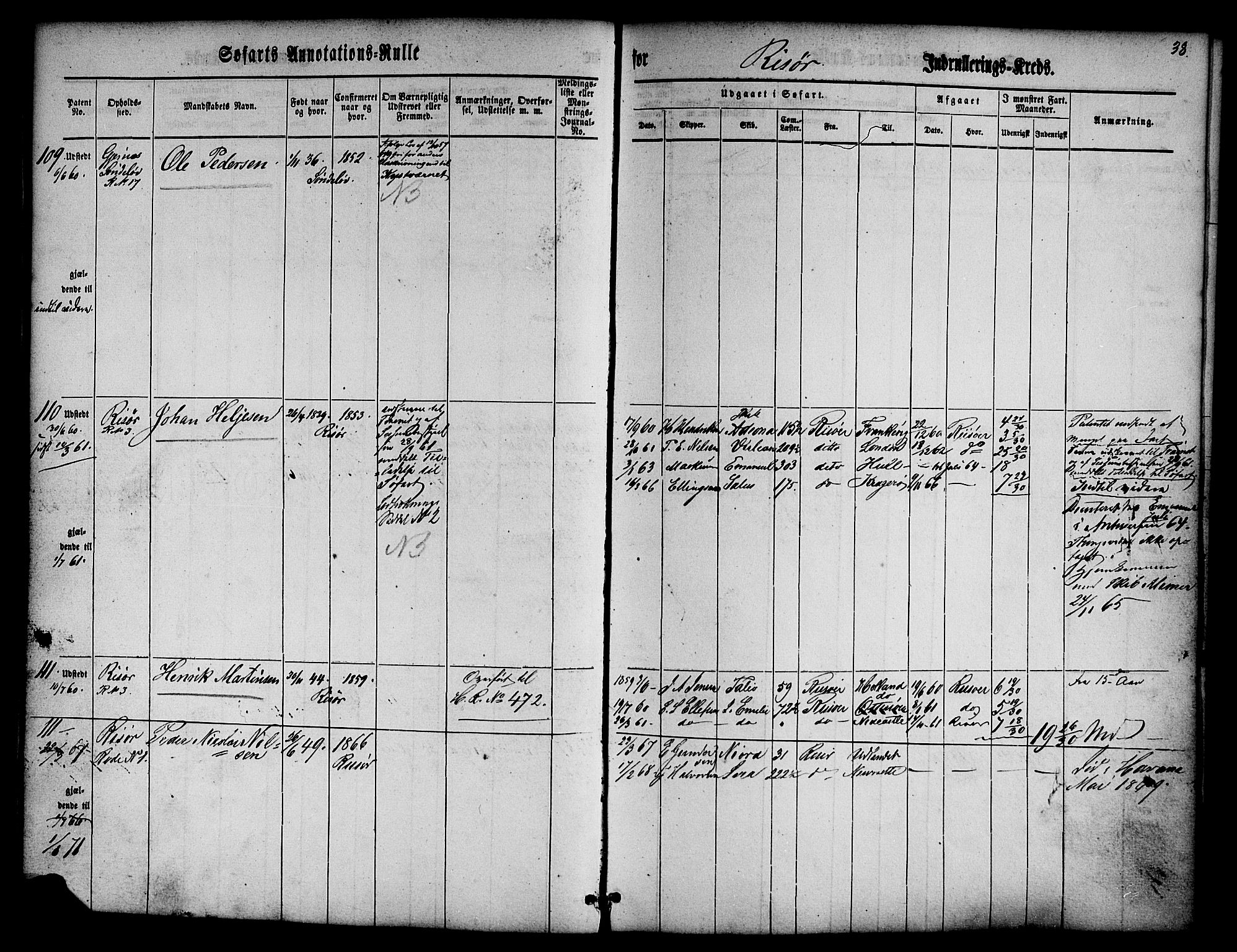 Risør mønstringskrets, AV/SAK-2031-0010/F/Fa/L0001: Annotasjonsrulle nr 1-435 med register, D-1, 1860-1865, p. 56