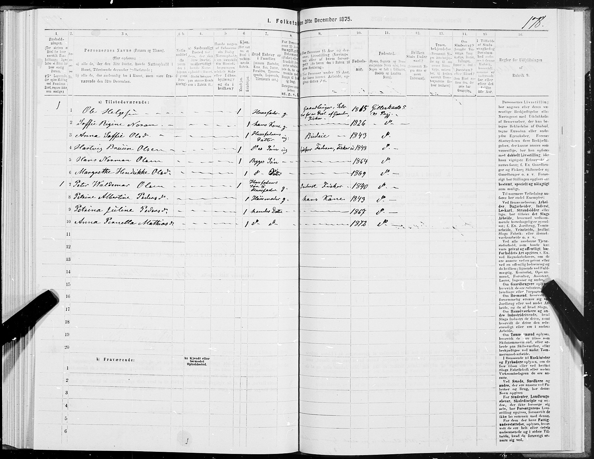 SAT, 1875 census for 1838P Gildeskål, 1875, p. 2178