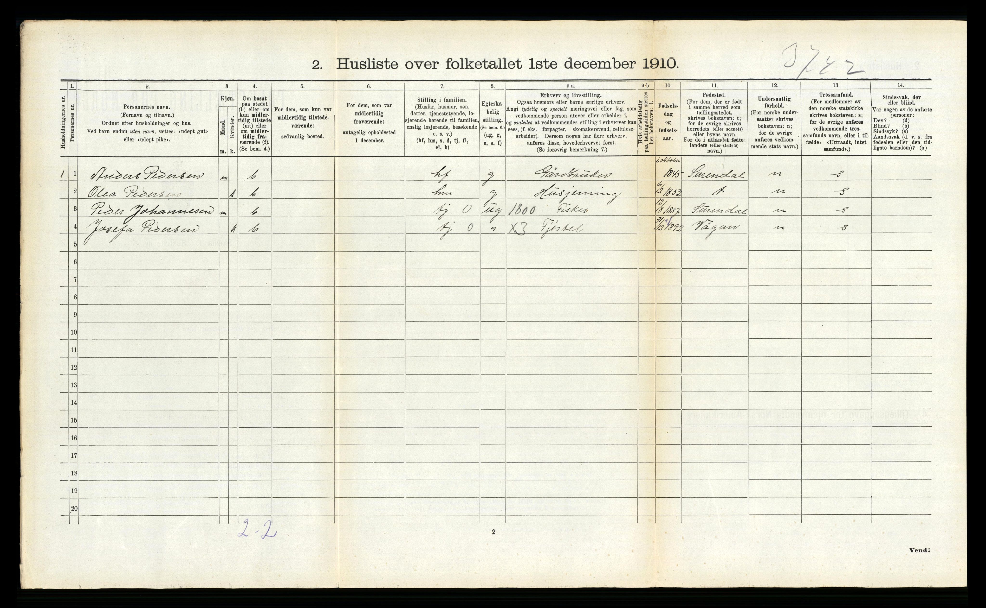 RA, 1910 census for Dverberg, 1910, p. 885