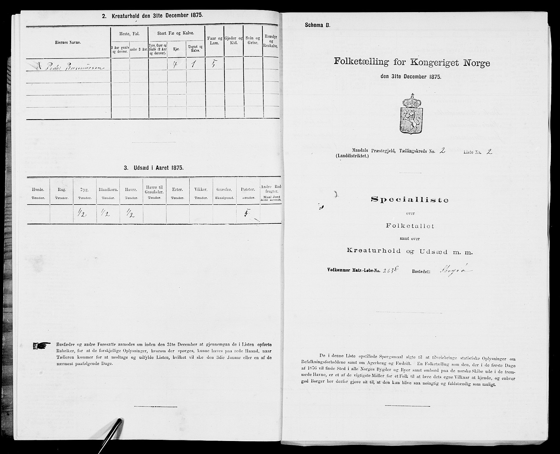 SAK, 1875 census for 1019L Mandal/Halse og Harkmark, 1875, p. 219