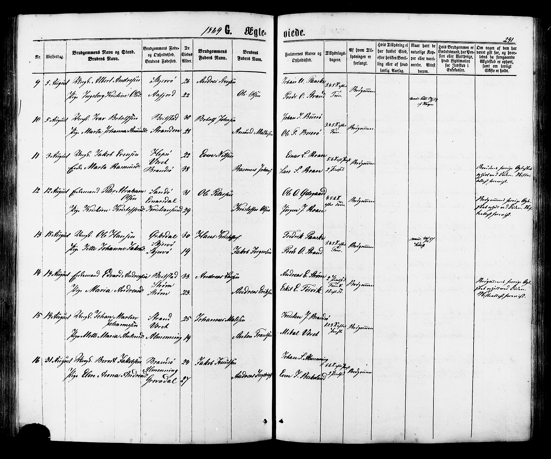 Ministerialprotokoller, klokkerbøker og fødselsregistre - Sør-Trøndelag, SAT/A-1456/657/L0706: Parish register (official) no. 657A07, 1867-1878, p. 291