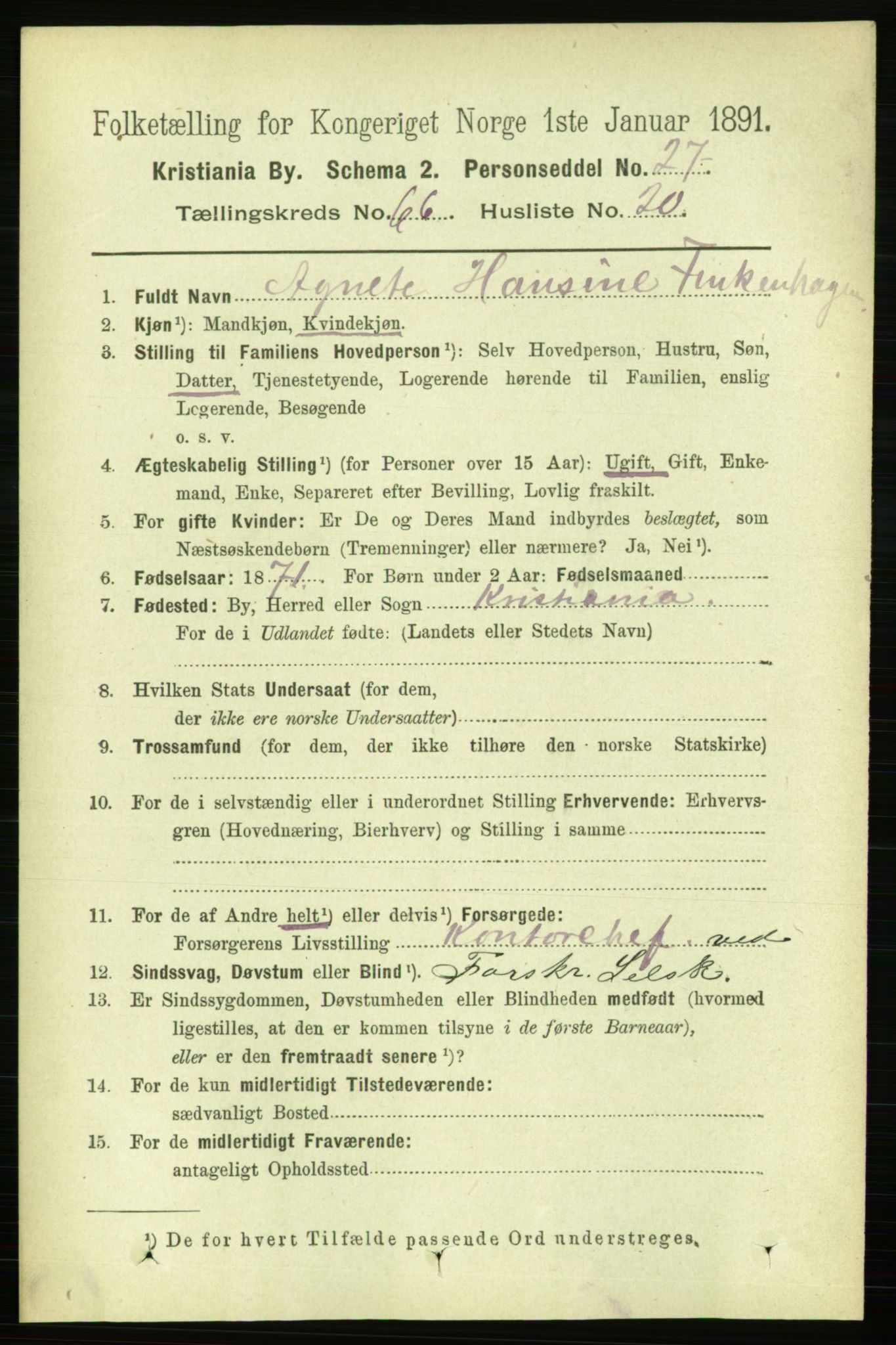 RA, 1891 census for 0301 Kristiania, 1891, p. 35993