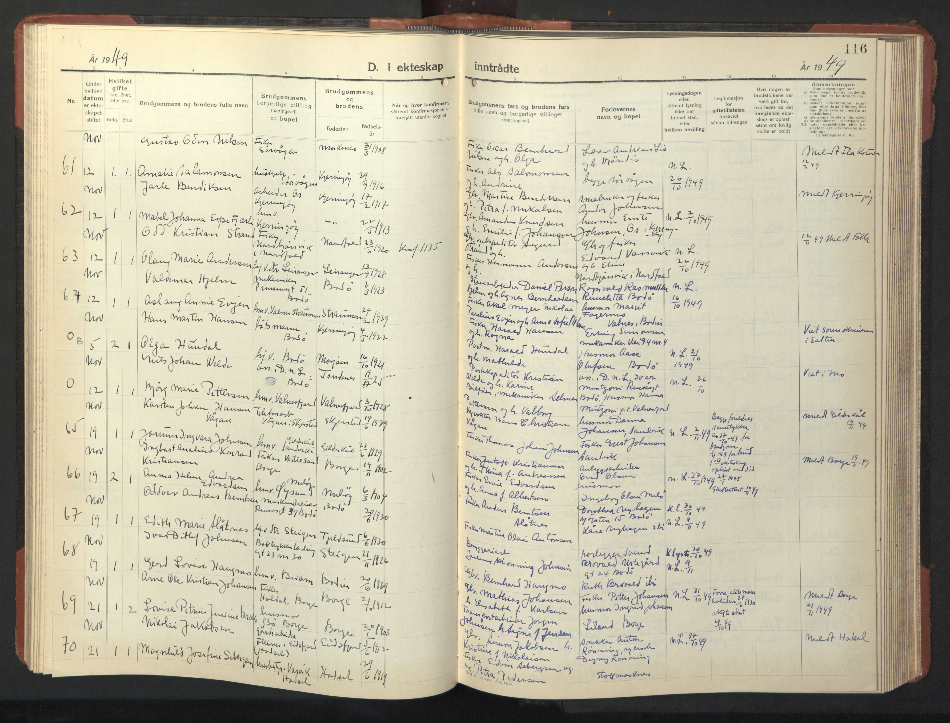 Ministerialprotokoller, klokkerbøker og fødselsregistre - Nordland, AV/SAT-A-1459/801/L0038: Parish register (copy) no. 801C13, 1935-1951, p. 116