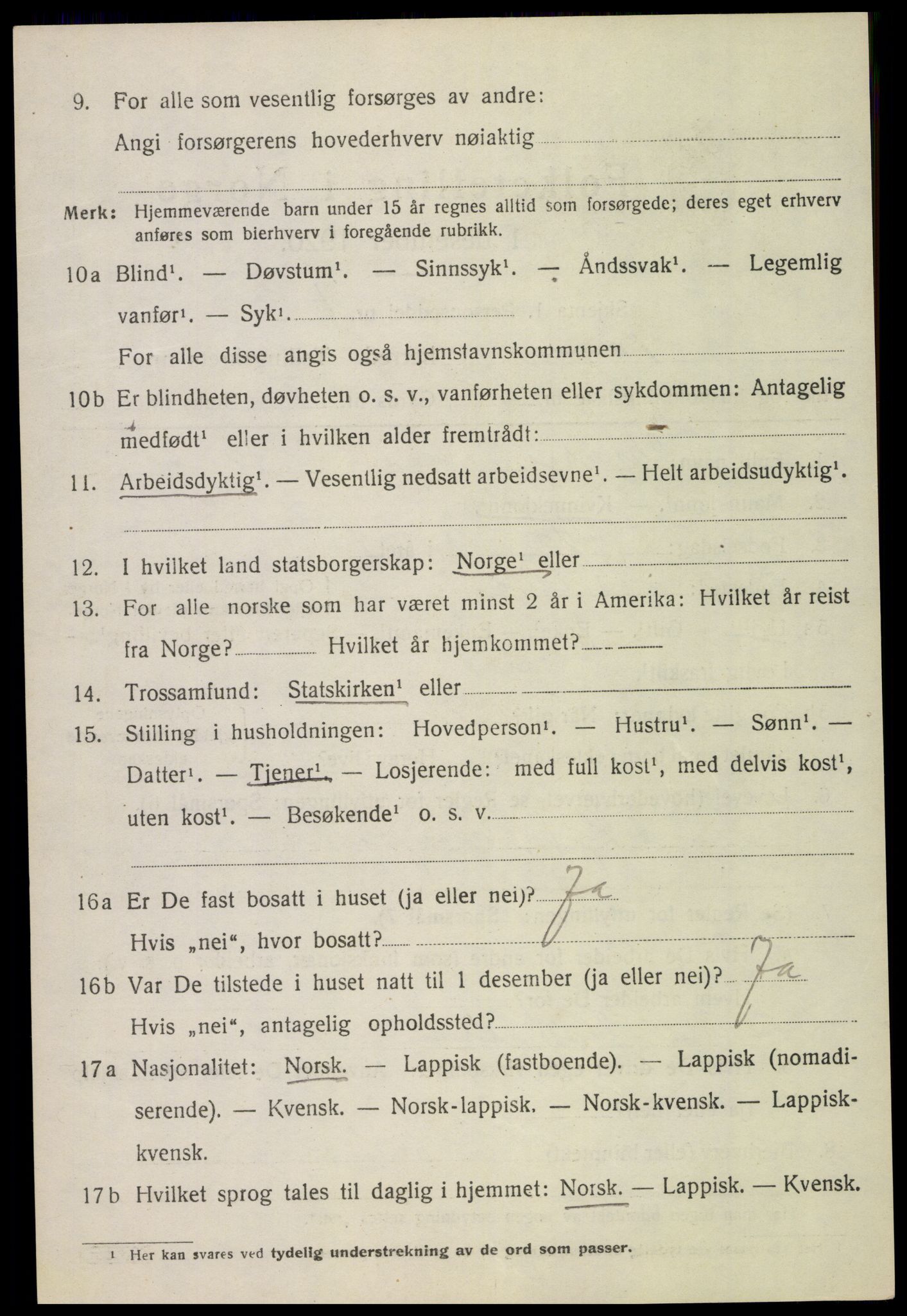 SAT, 1920 census for Vågan, 1920, p. 2940