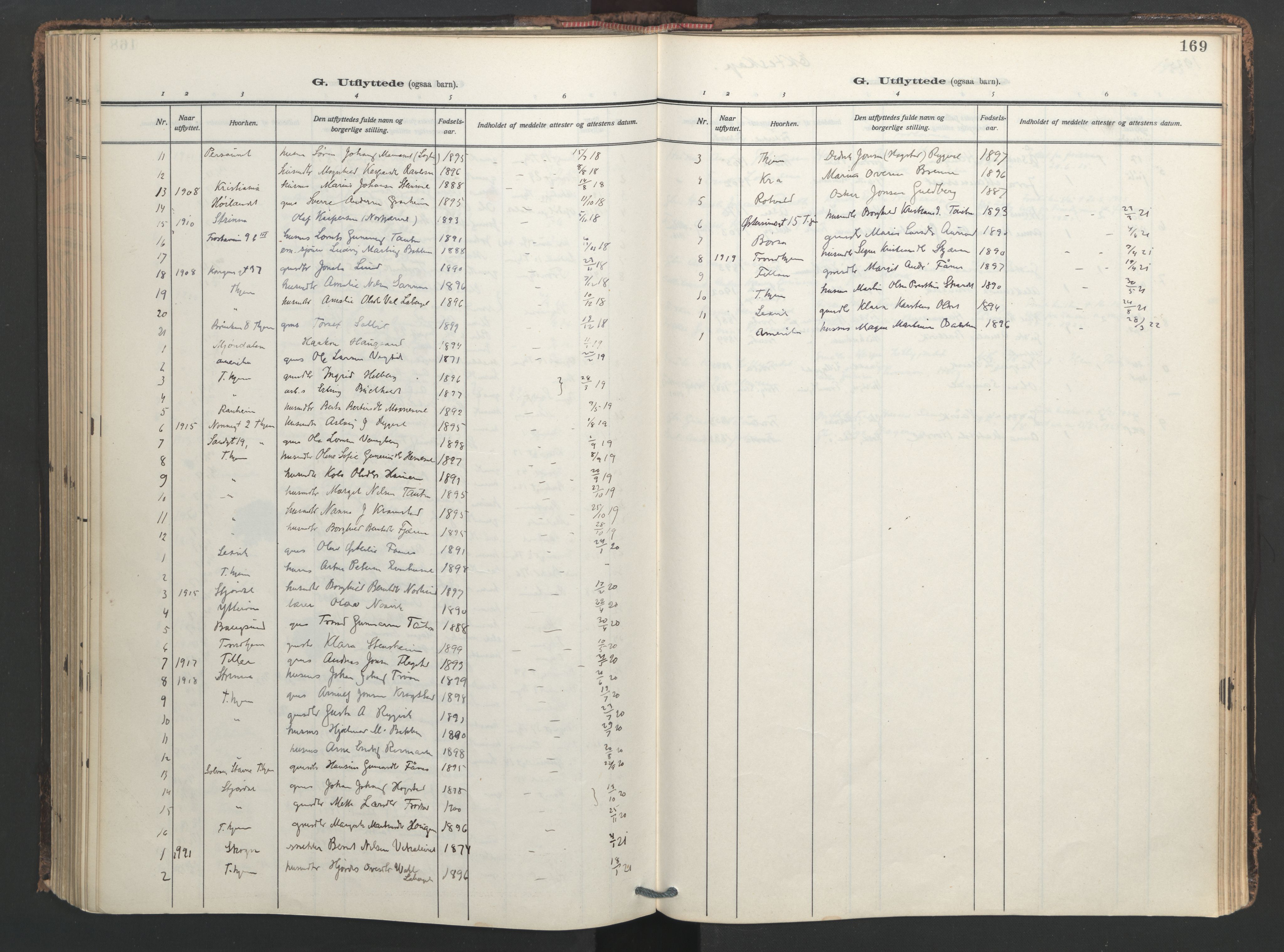 Ministerialprotokoller, klokkerbøker og fødselsregistre - Nord-Trøndelag, SAT/A-1458/713/L0123: Parish register (official) no. 713A12, 1911-1925, p. 169