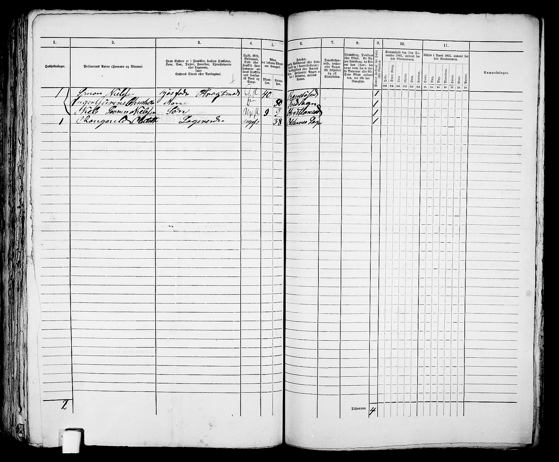 RA, 1865 census for Kristiansand, 1865, p. 420