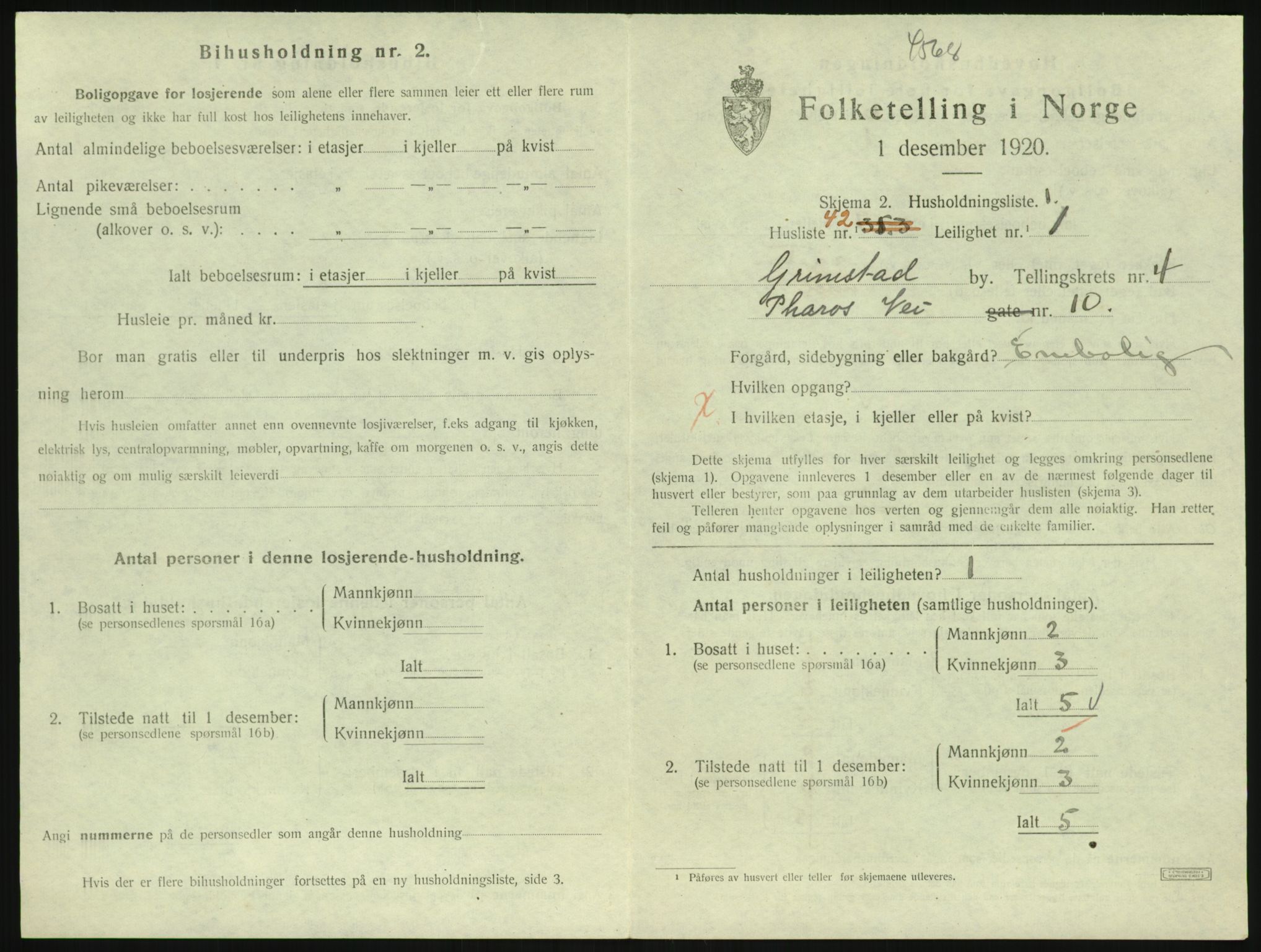 SAK, 1920 census for Grimstad, 1920, p. 1949