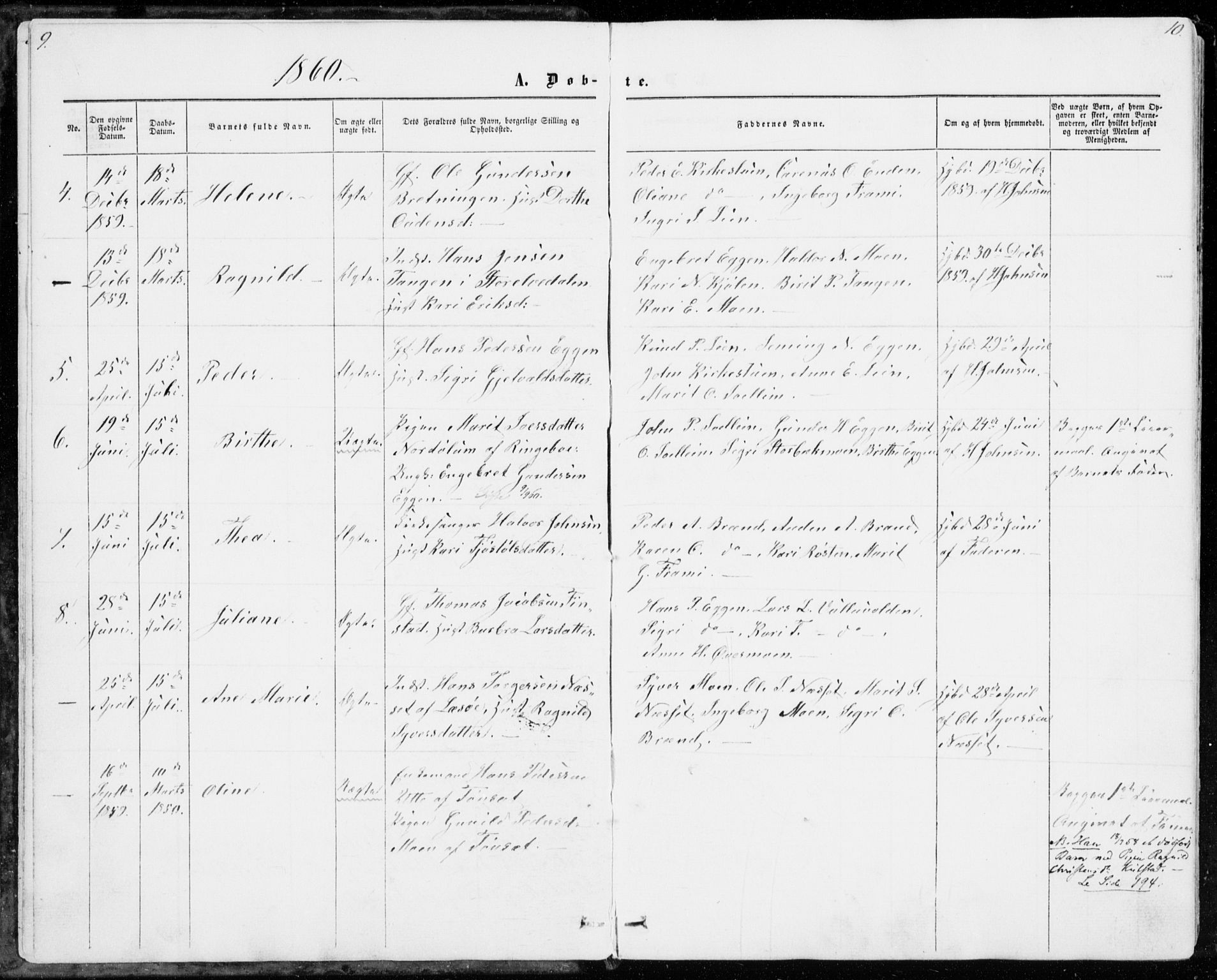 Sollia prestekontor, AV/SAH-PREST-050/H/Ha/Haa/L0001: Parish register (official) no. 1, 1856-1885, p. 9-10