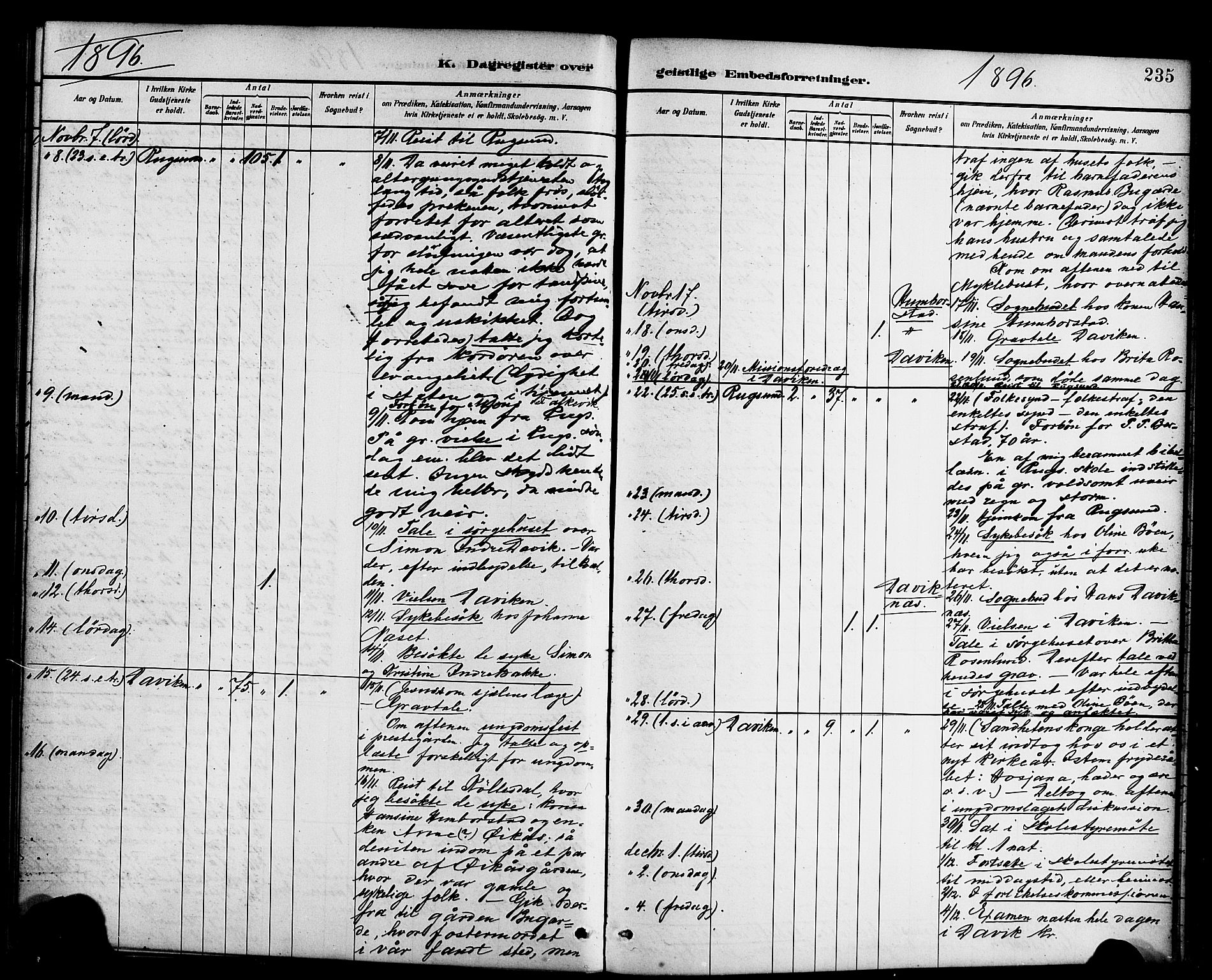 Davik sokneprestembete, AV/SAB-A-79701/H/Haa/Haab/L0001: Parish register (official) no. B 1, 1882-1900, p. 235