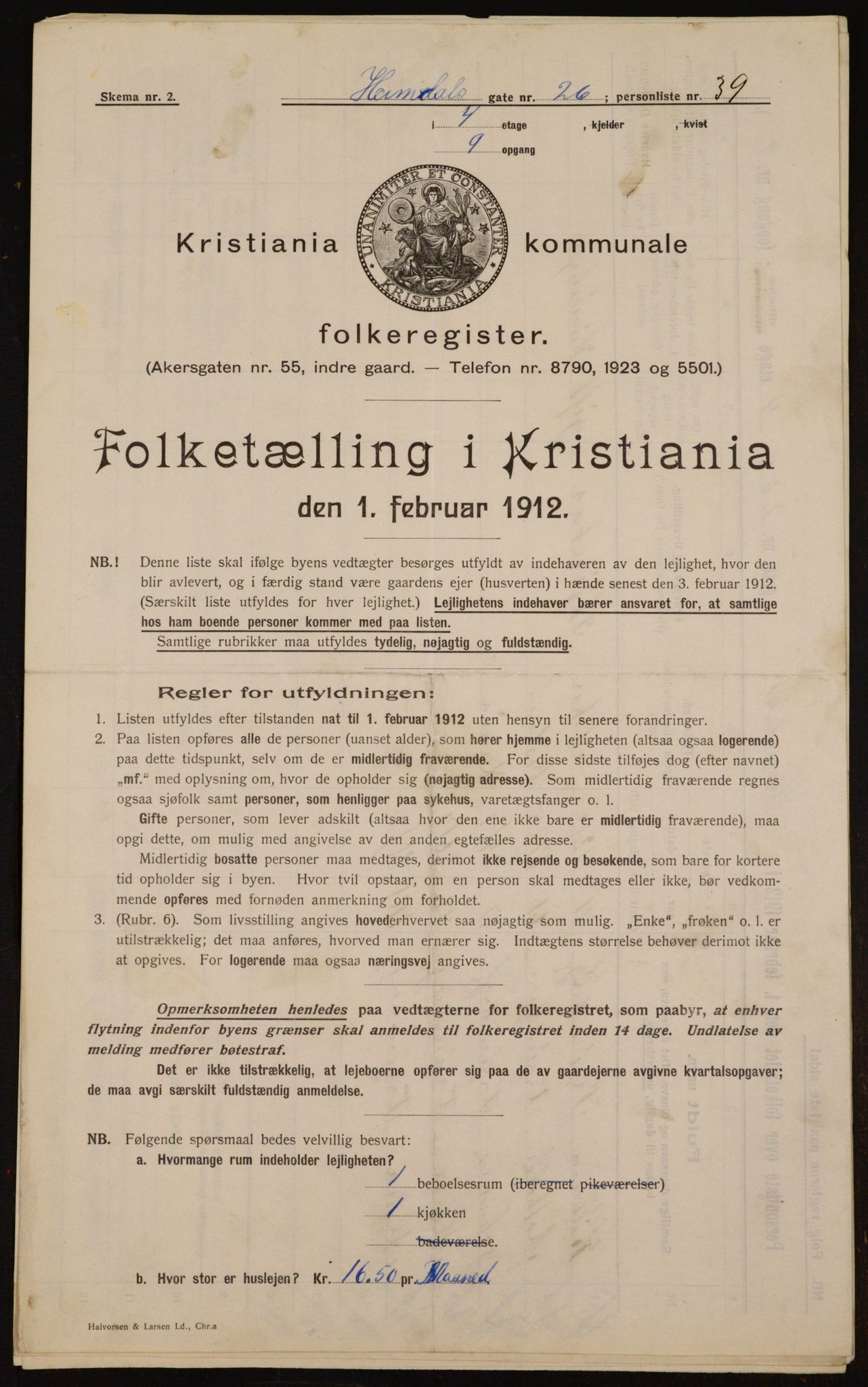 OBA, Municipal Census 1912 for Kristiania, 1912, p. 37266