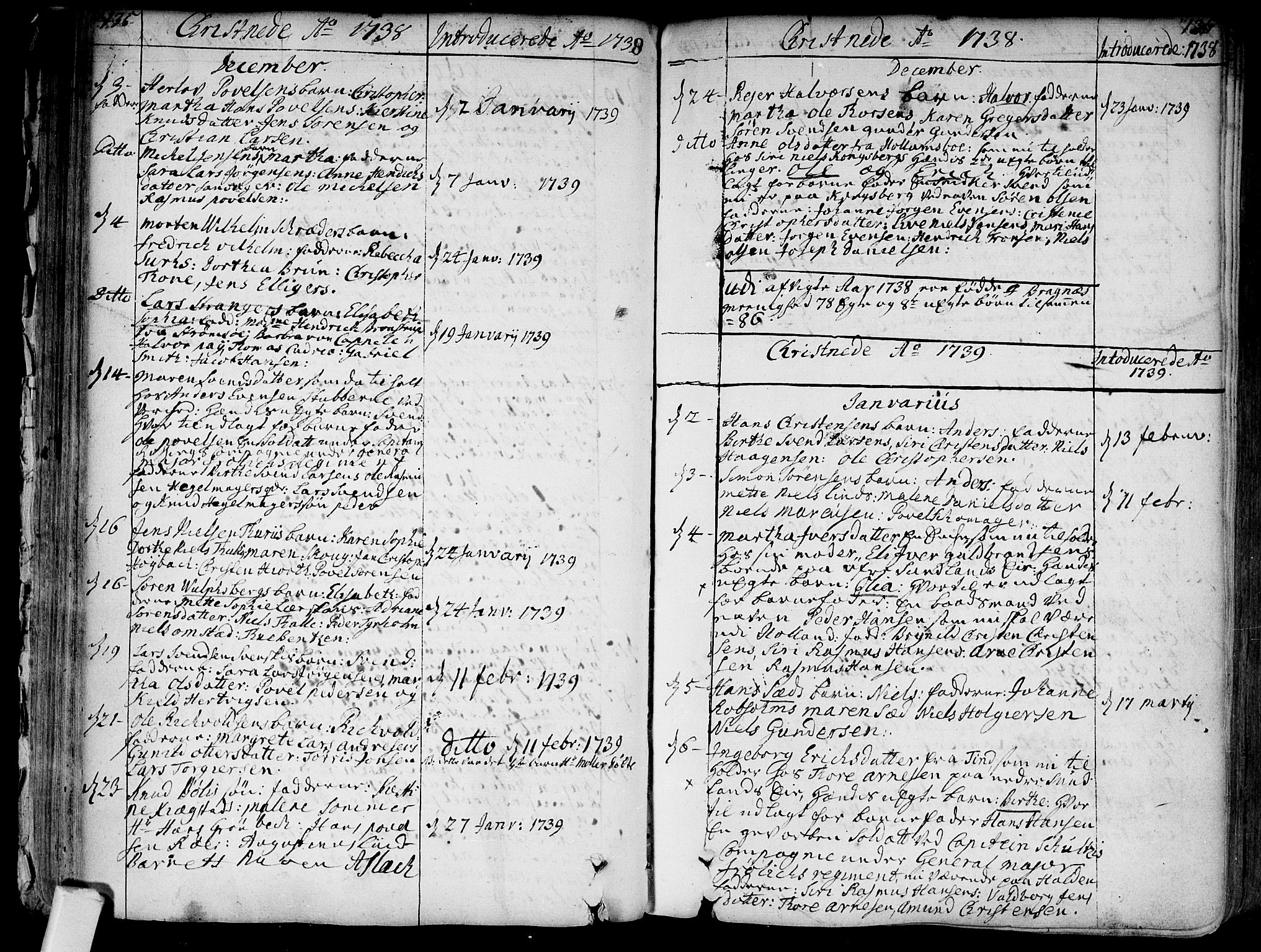 Bragernes kirkebøker, SAKO/A-6/F/Fa/L0004: Parish register (official) no. I 4, 1734-1759, p. 135-136