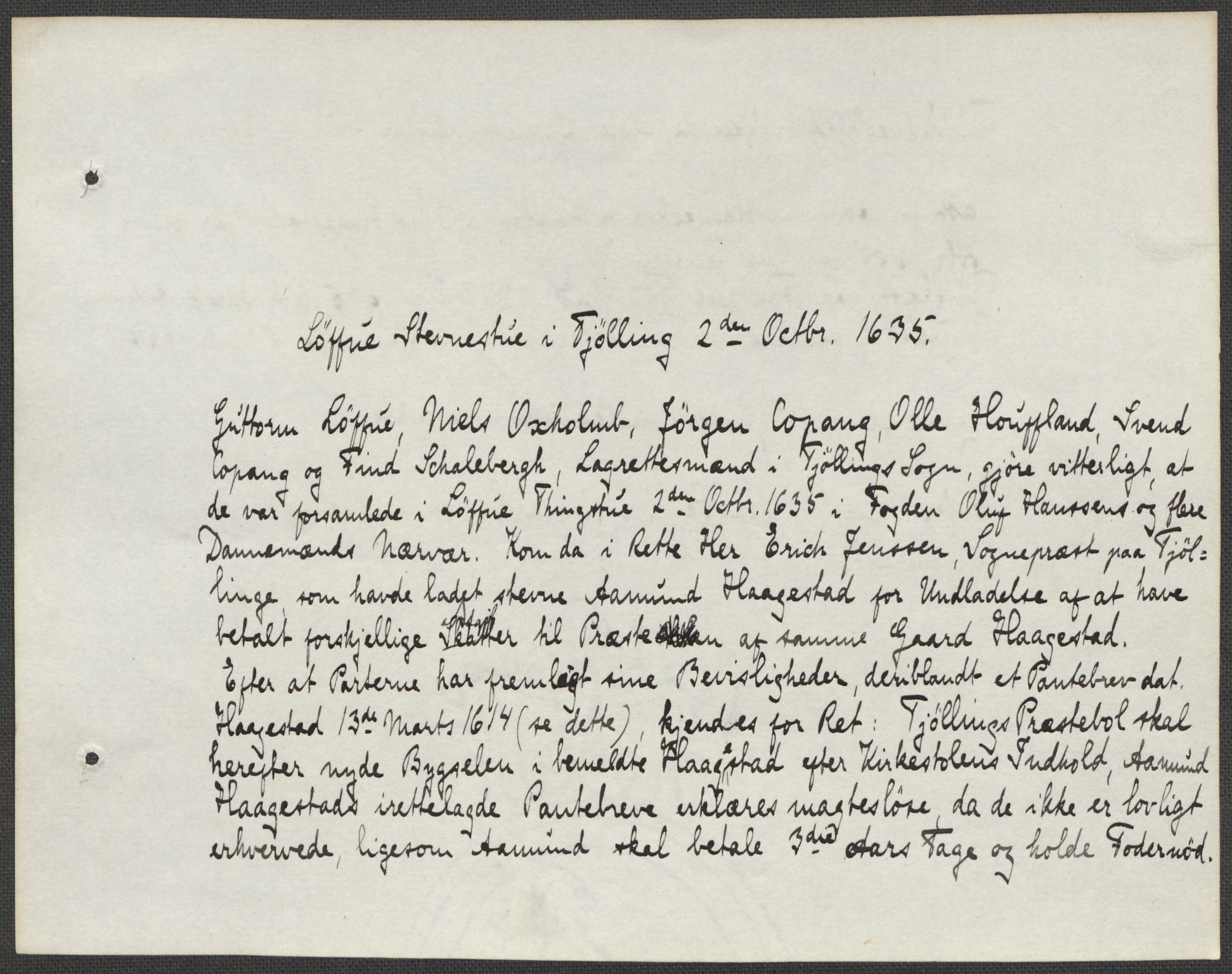 Riksarkivets diplomsamling, AV/RA-EA-5965/F15/L0025: Prestearkiv - Vestfold, 1572-1782, p. 25