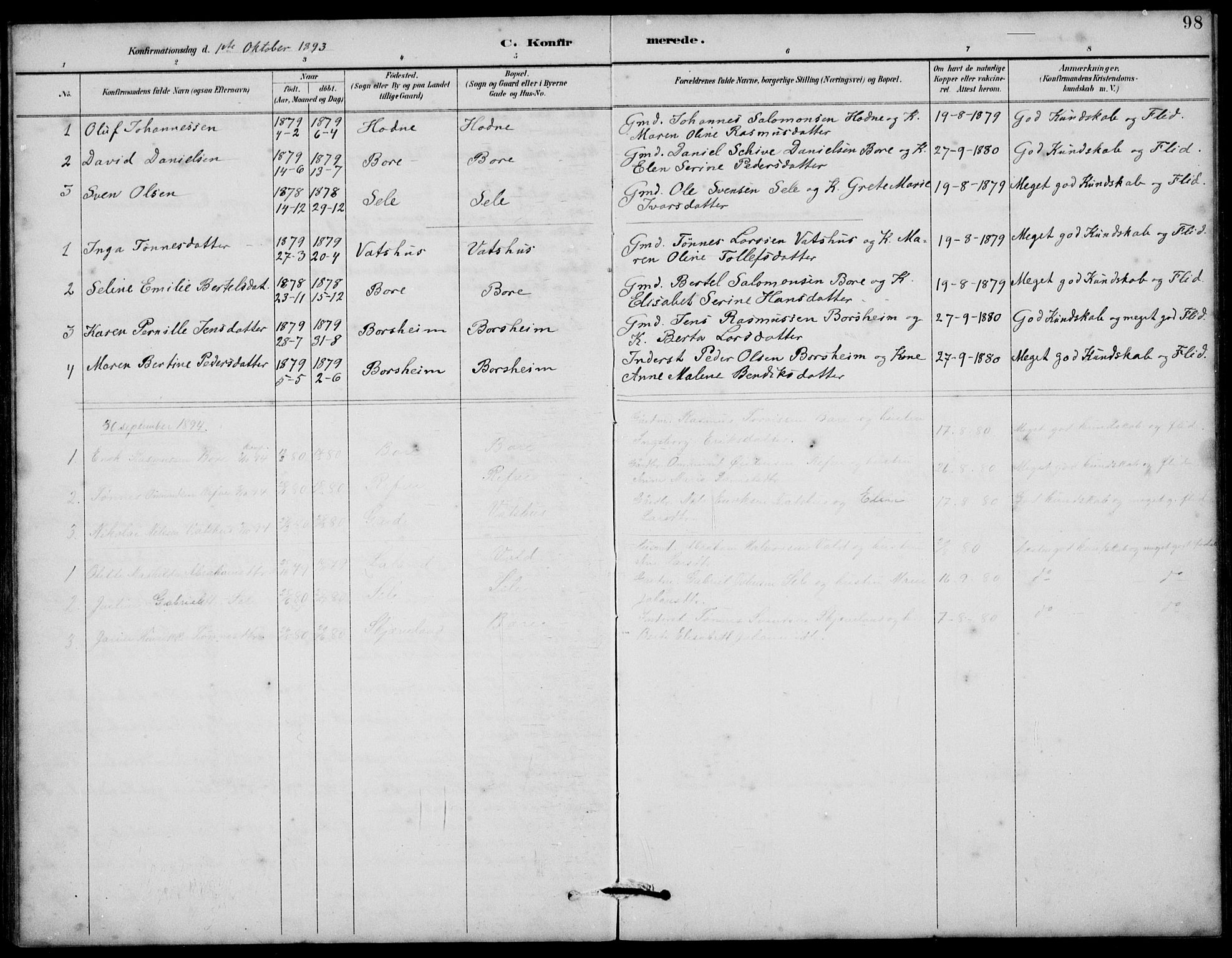Klepp sokneprestkontor, AV/SAST-A-101803/001/3/30BB/L0006: Parish register (copy) no. B 6, 1889-1936, p. 98