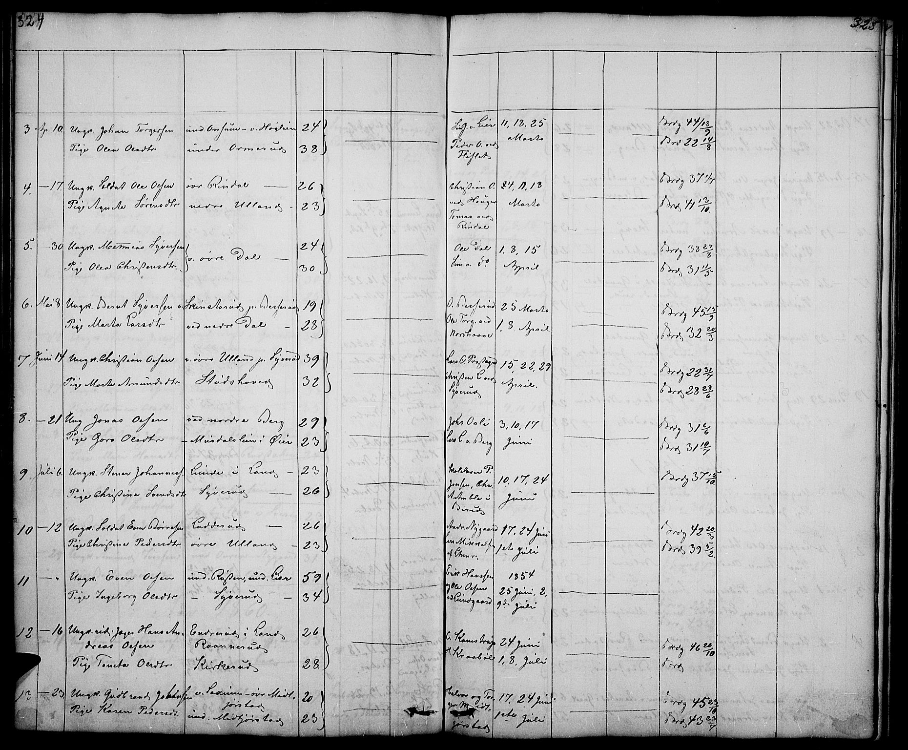 Fåberg prestekontor, SAH/PREST-086/H/Ha/Hab/L0005: Parish register (copy) no. 5, 1837-1864, p. 324-325