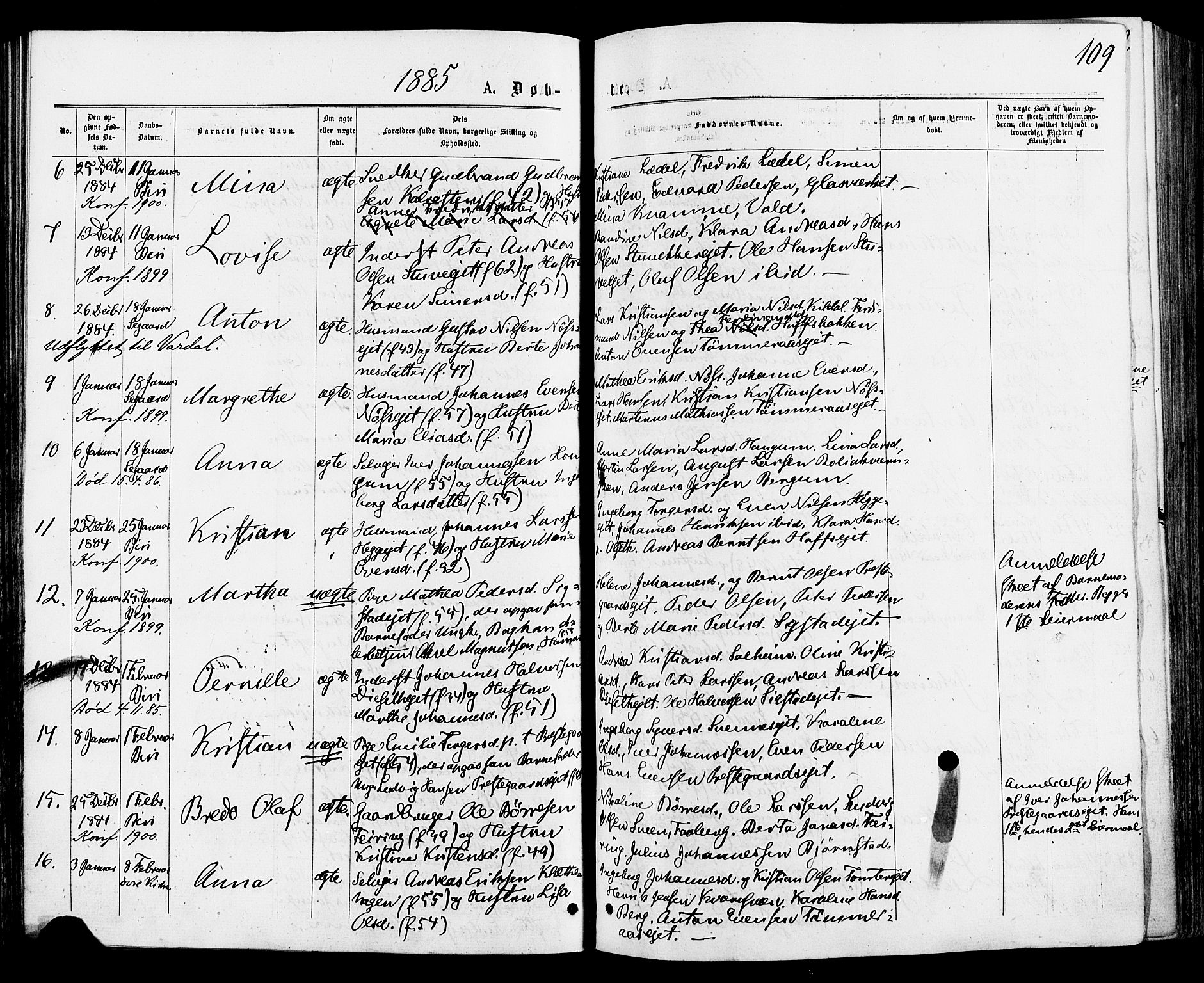 Biri prestekontor, AV/SAH-PREST-096/H/Ha/Haa/L0006: Parish register (official) no. 6, 1877-1886, p. 109