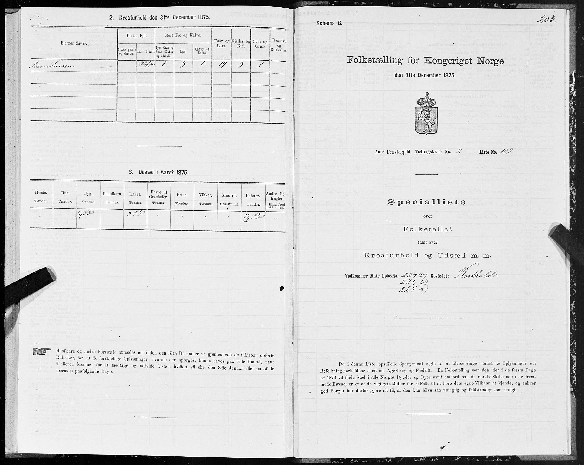 SAT, 1875 census for 1569P Aure, 1875, p. 2203