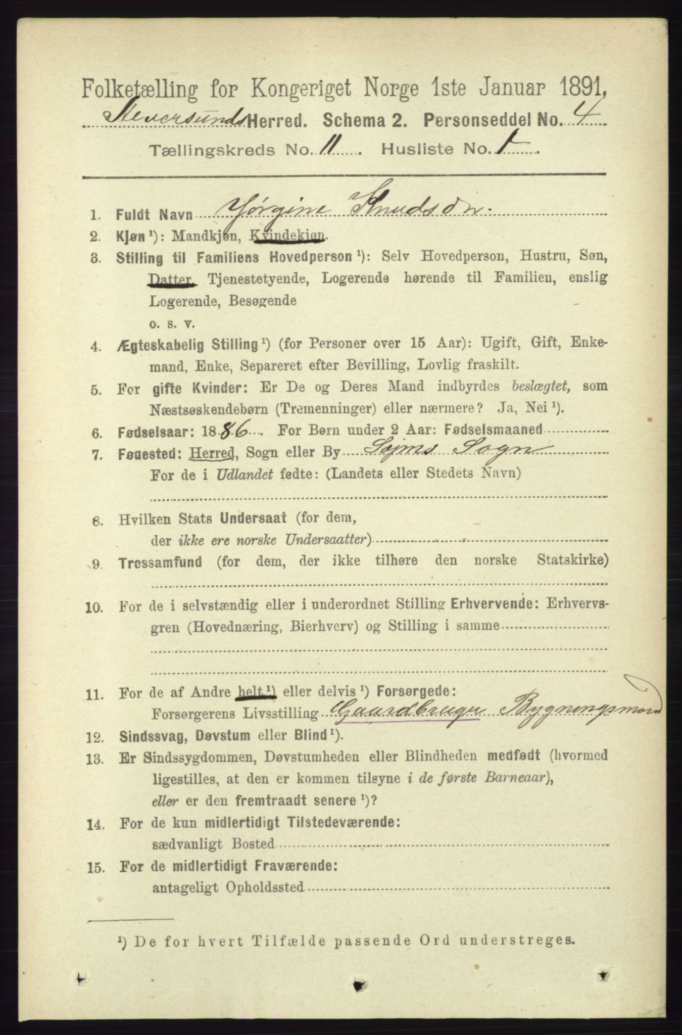 RA, 1891 census for 1257 Alversund, 1891, p. 3708