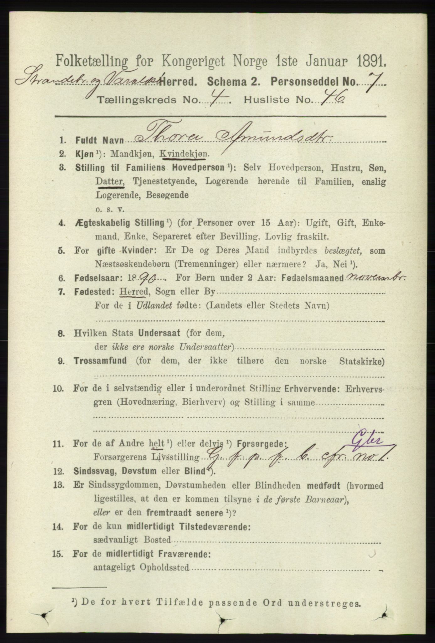 RA, 1891 census for 1226 Strandebarm og Varaldsøy, 1891, p. 1709