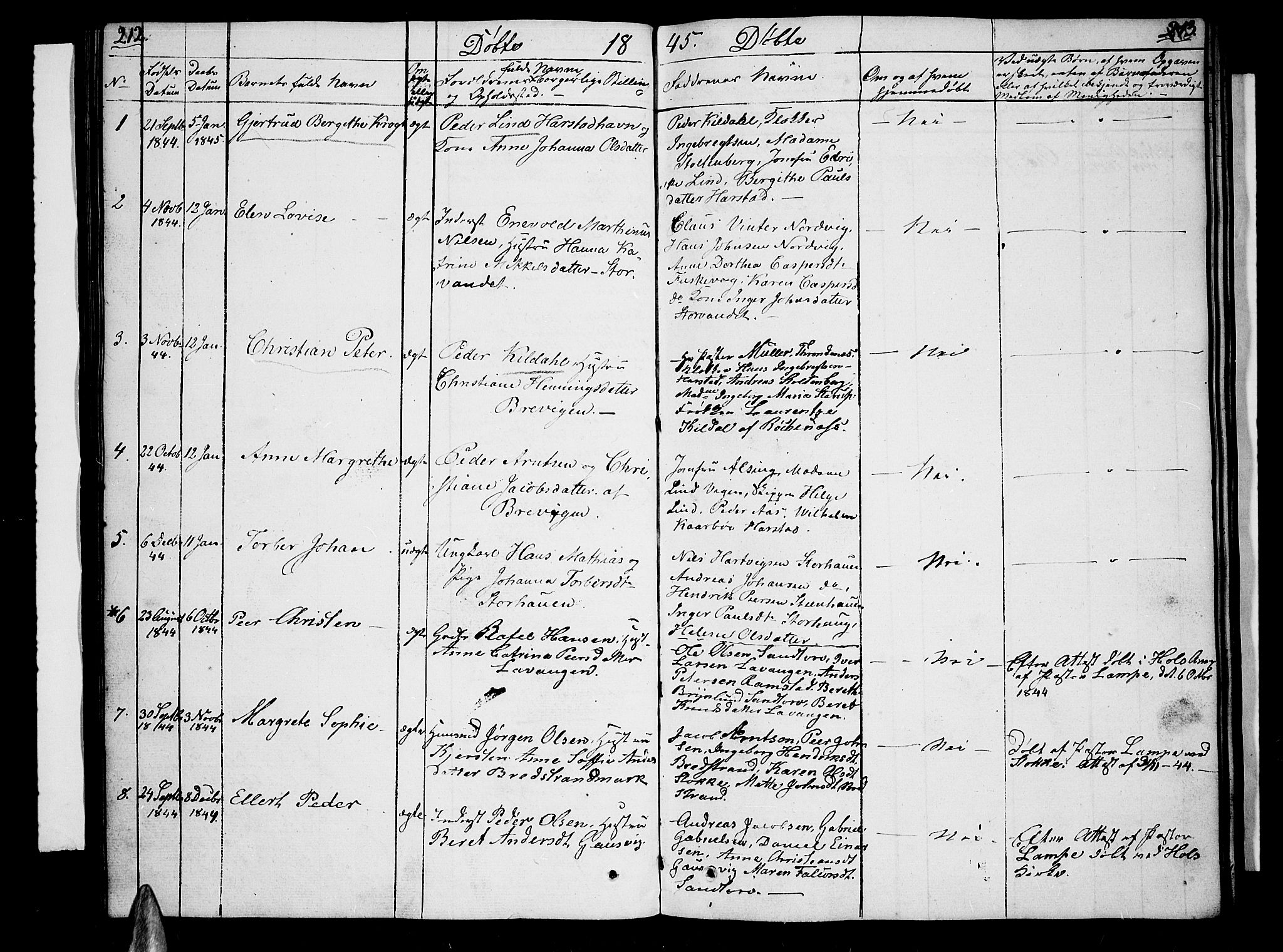 Trondenes sokneprestkontor, SATØ/S-1319/H/Hb/L0005klokker: Parish register (copy) no. 5, 1834-1845, p. 212-213