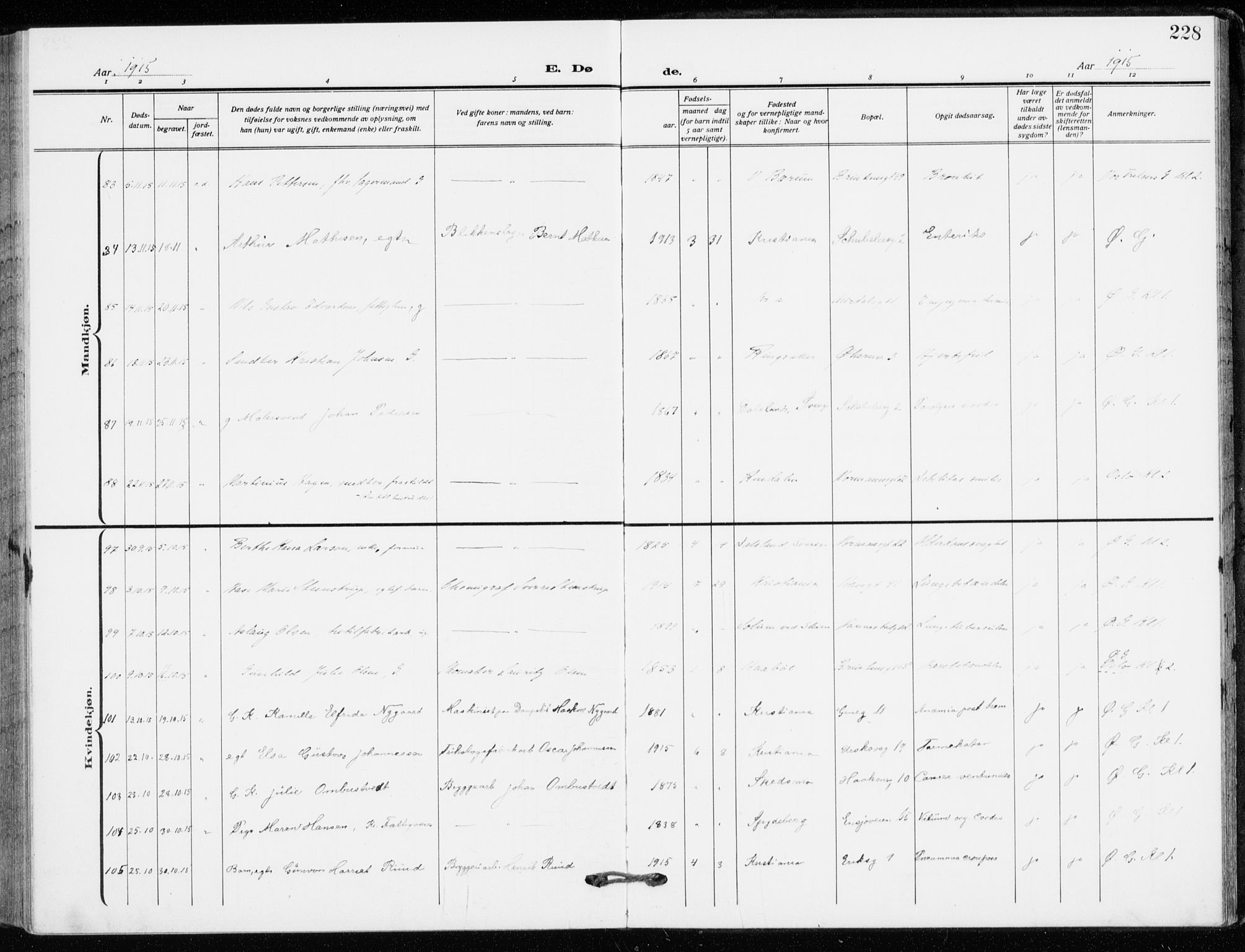 Kampen prestekontor Kirkebøker, SAO/A-10853/F/Fa/L0013: Parish register (official) no. I 13, 1917-1922, p. 228