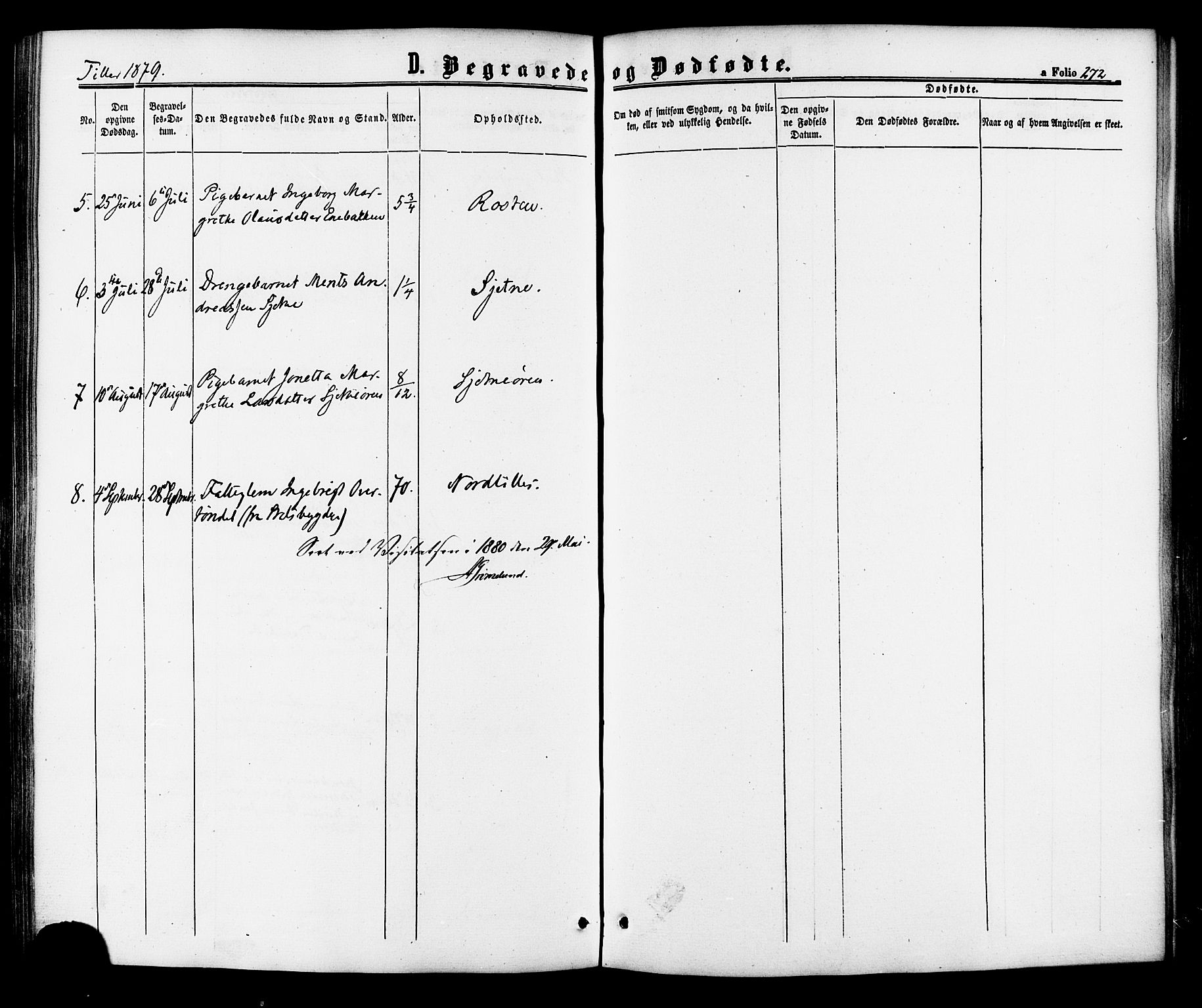 Ministerialprotokoller, klokkerbøker og fødselsregistre - Sør-Trøndelag, SAT/A-1456/618/L0443: Parish register (official) no. 618A06 /2, 1863-1879, p. 272