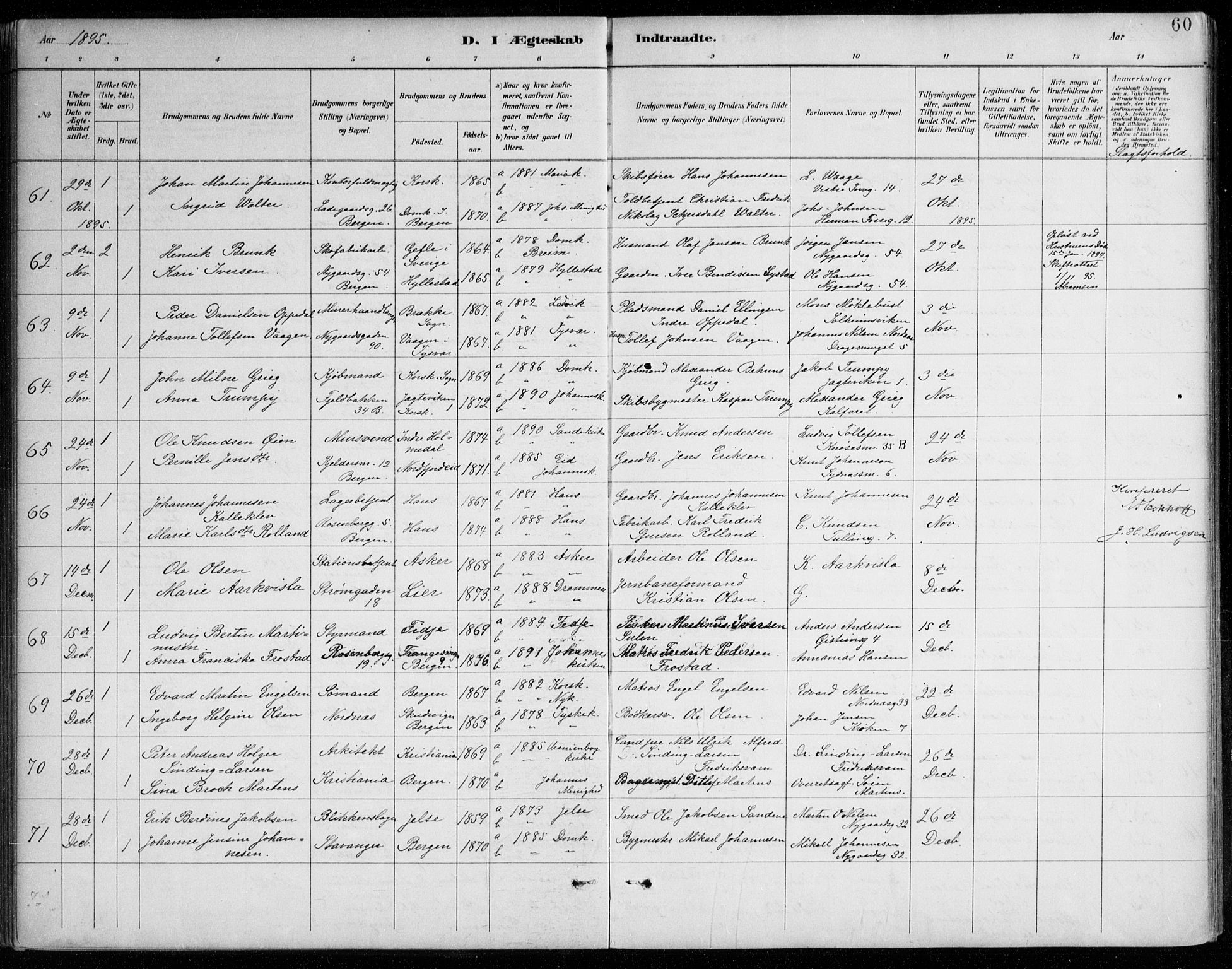 Johanneskirken sokneprestembete, AV/SAB-A-76001/H/Haa/L0012: Parish register (official) no. D 1, 1885-1912, p. 60