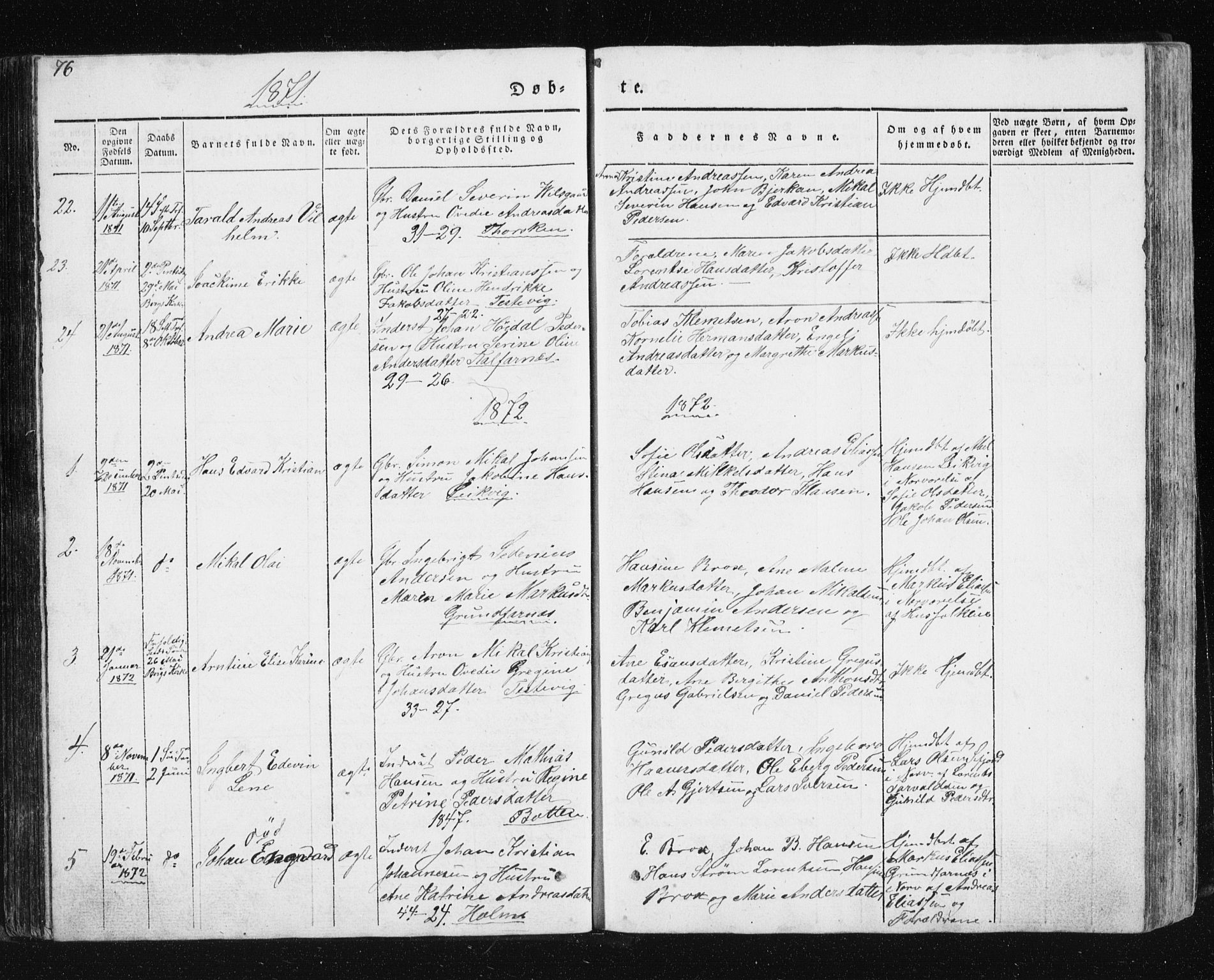 Berg sokneprestkontor, SATØ/S-1318/G/Ga/Gab/L0011klokker: Parish register (copy) no. 11, 1833-1878, p. 76
