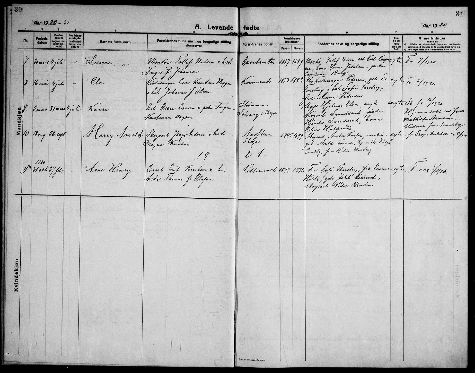 Skoger kirkebøker, AV/SAKO-A-59/F/Fb/L0002: Parish register (official) no. II 2, 1914-1941, p. 30-31