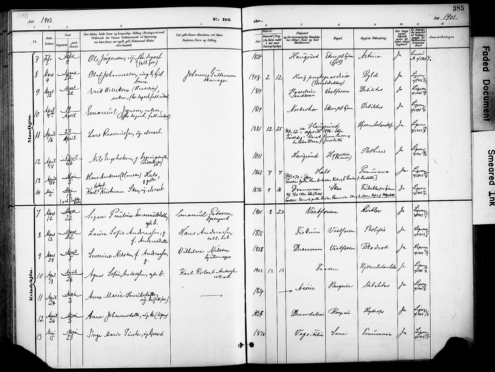 Eiker kirkebøker, AV/SAKO-A-4/F/Fb/L0003: Parish register (official) no. II 3, 1896-1942, p. 385