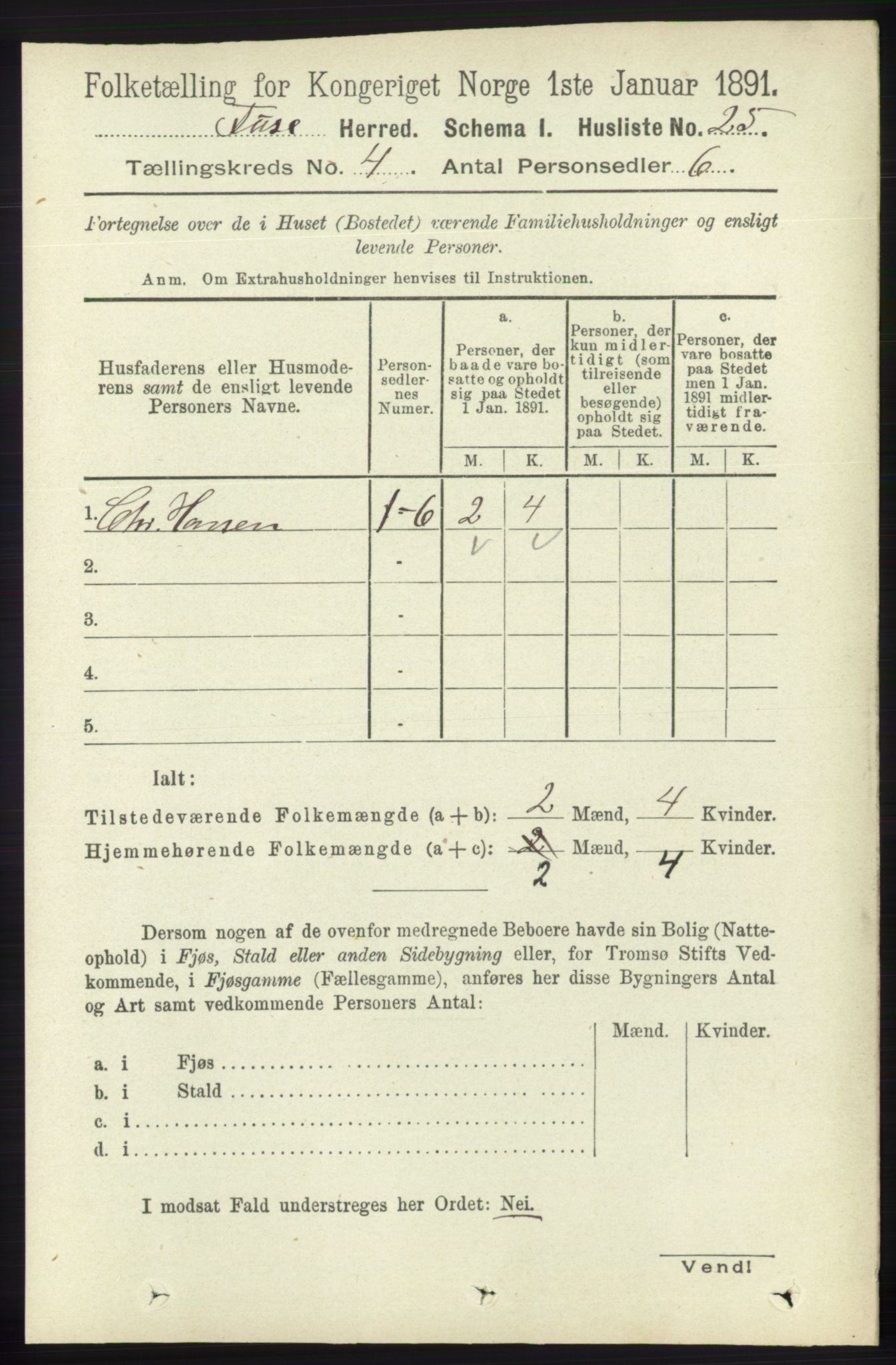 RA, 1891 census for 1241 Fusa, 1891, p. 701