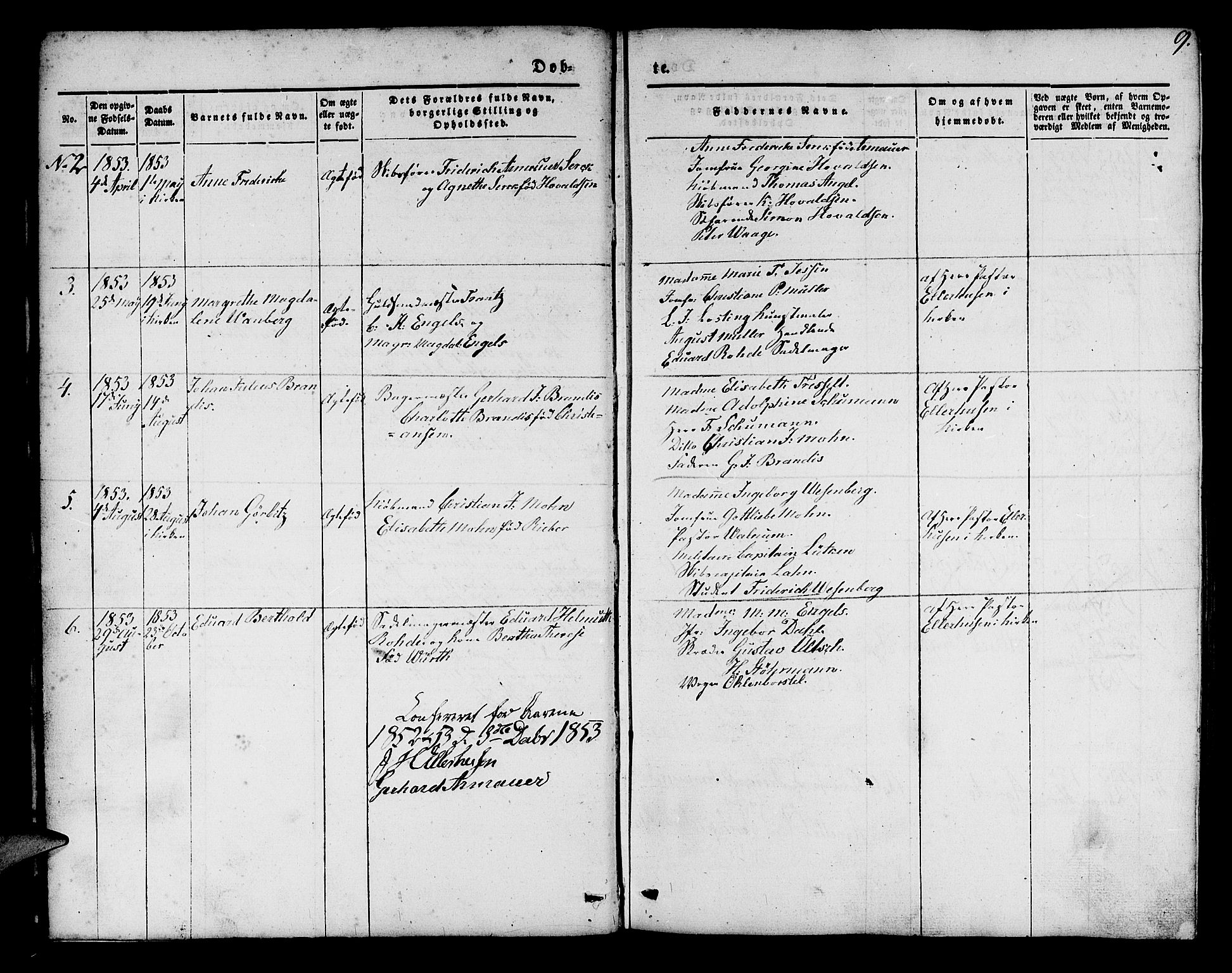 Mariakirken Sokneprestembete, SAB/A-76901/H/Hab/L0002: Parish register (copy) no. A 2, 1846-1862, p. 9
