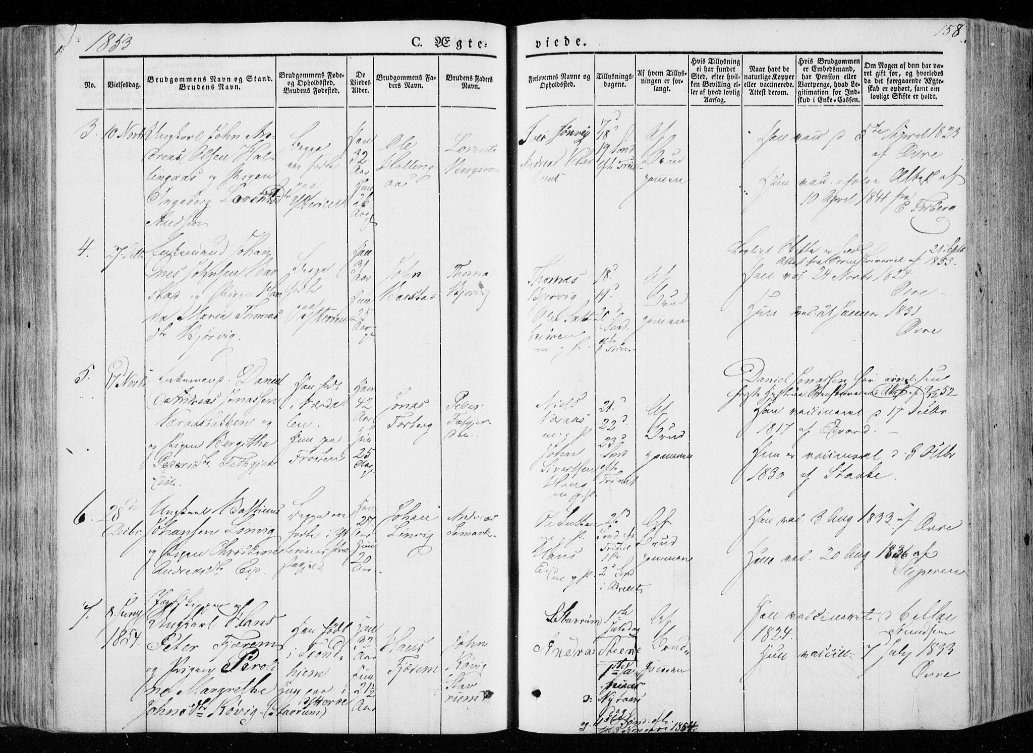 Ministerialprotokoller, klokkerbøker og fødselsregistre - Nord-Trøndelag, AV/SAT-A-1458/722/L0218: Parish register (official) no. 722A05, 1843-1868, p. 158