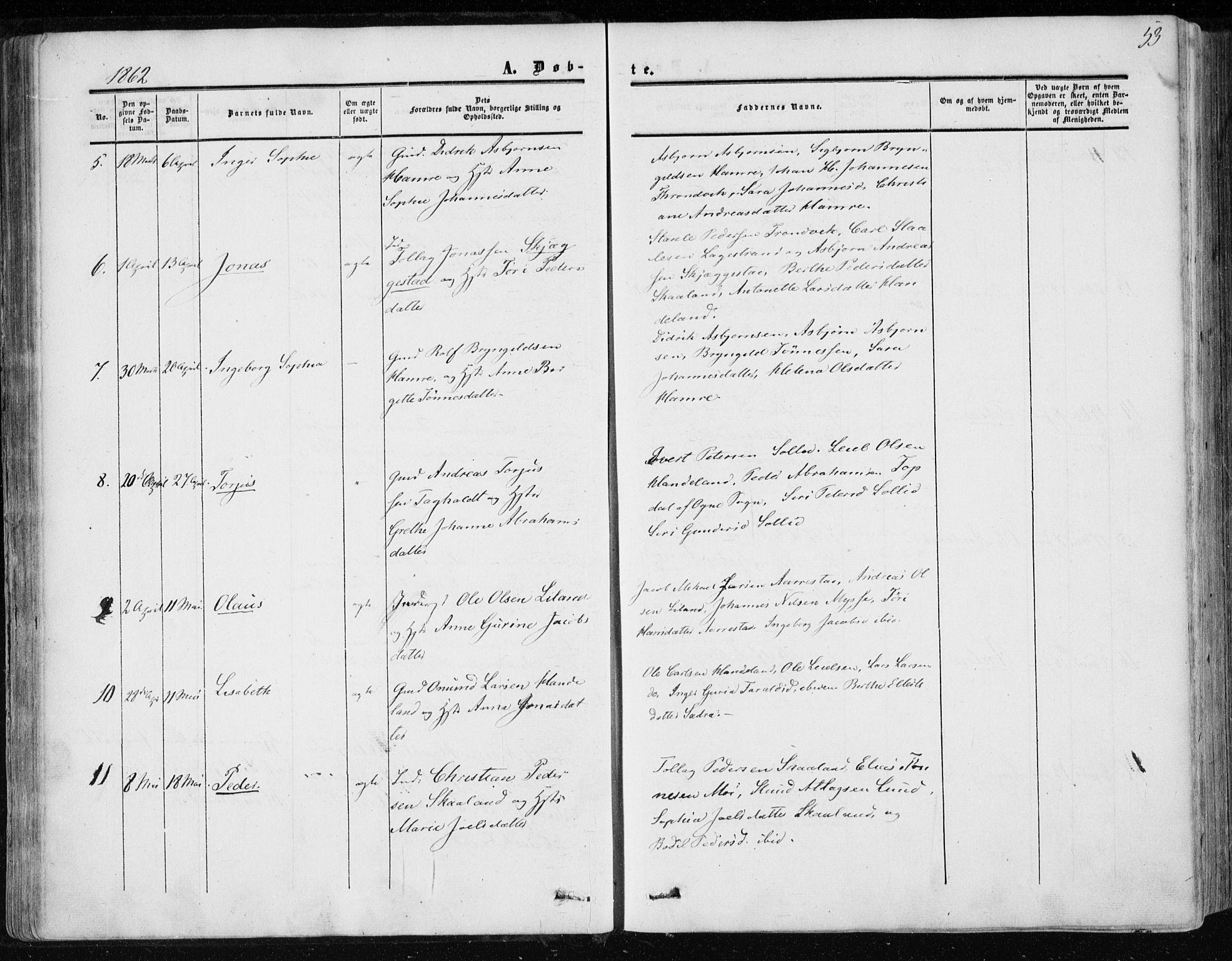 Lund sokneprestkontor, AV/SAST-A-101809/S06/L0009: Parish register (official) no. A 8, 1853-1877, p. 53