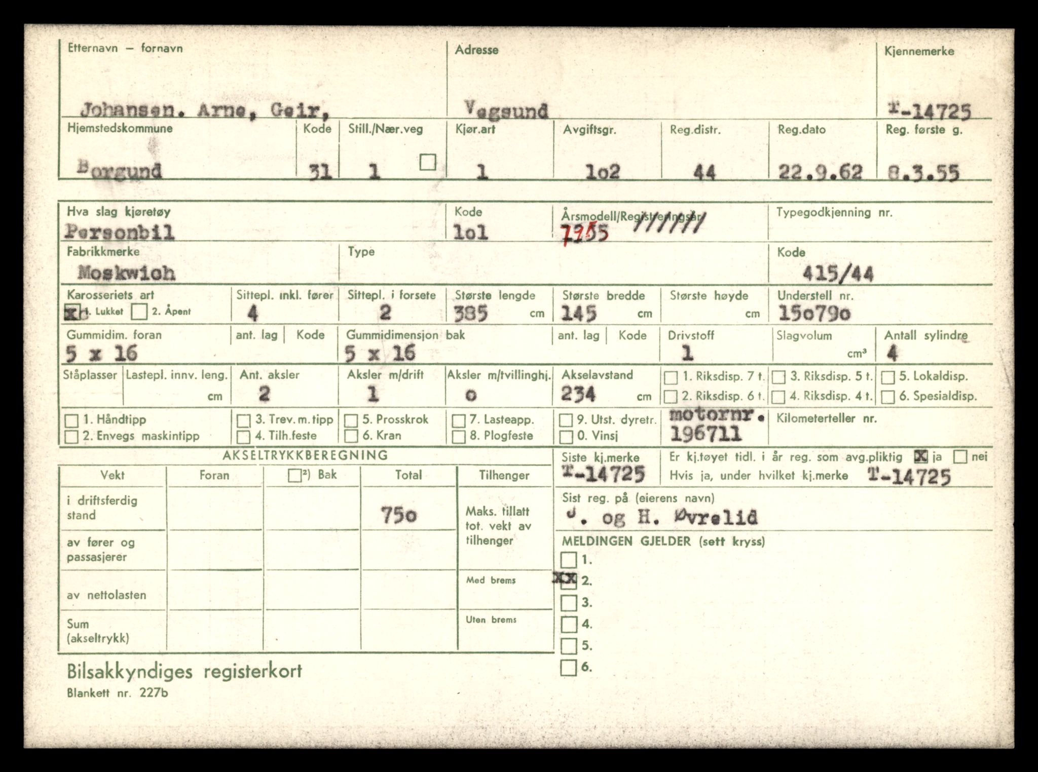 Møre og Romsdal vegkontor - Ålesund trafikkstasjon, AV/SAT-A-4099/F/Fe/L0048: Registreringskort for kjøretøy T 14721 - T 14863, 1927-1998, p. 79