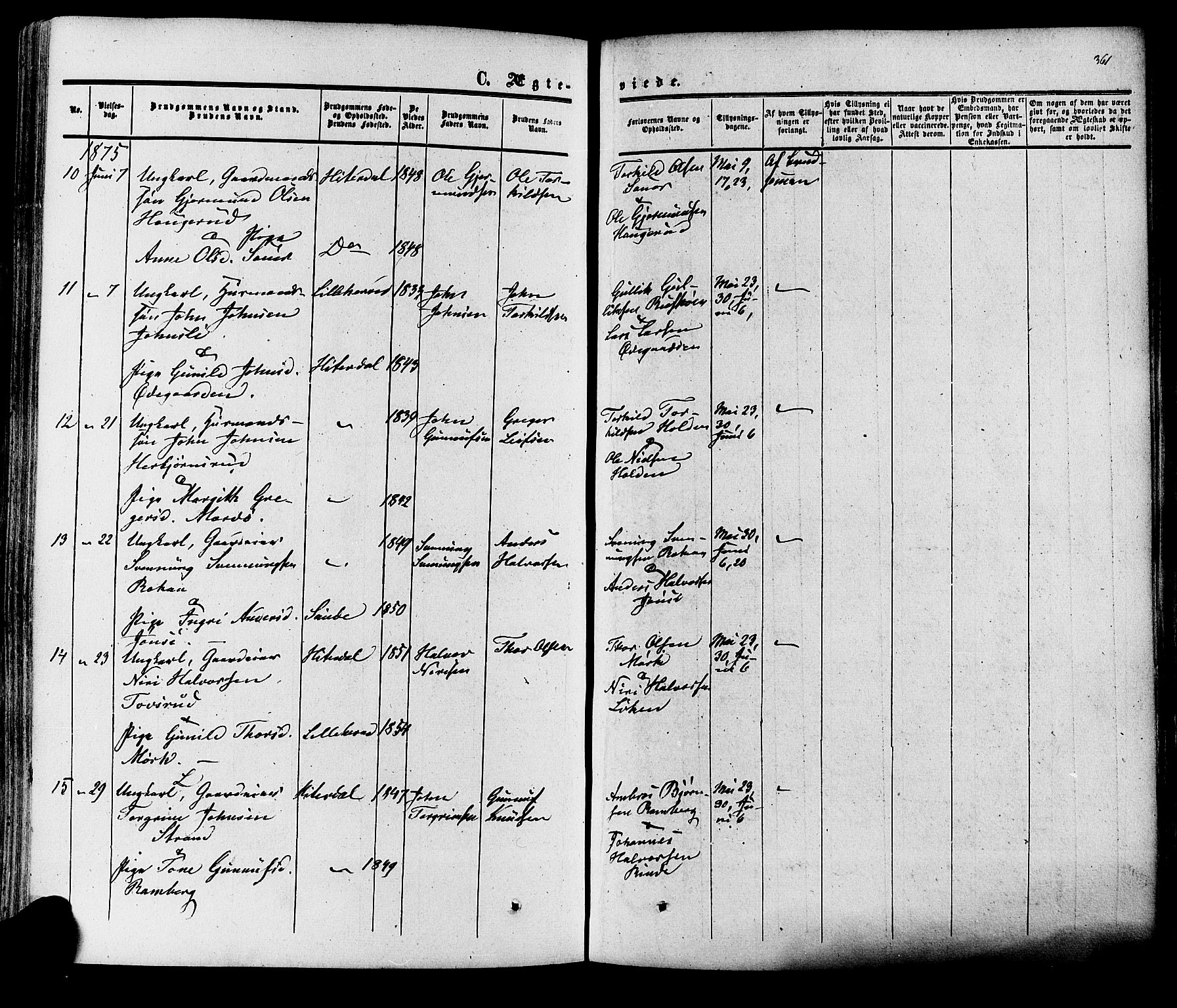 Heddal kirkebøker, SAKO/A-268/F/Fa/L0007: Parish register (official) no. I 7, 1855-1877, p. 361